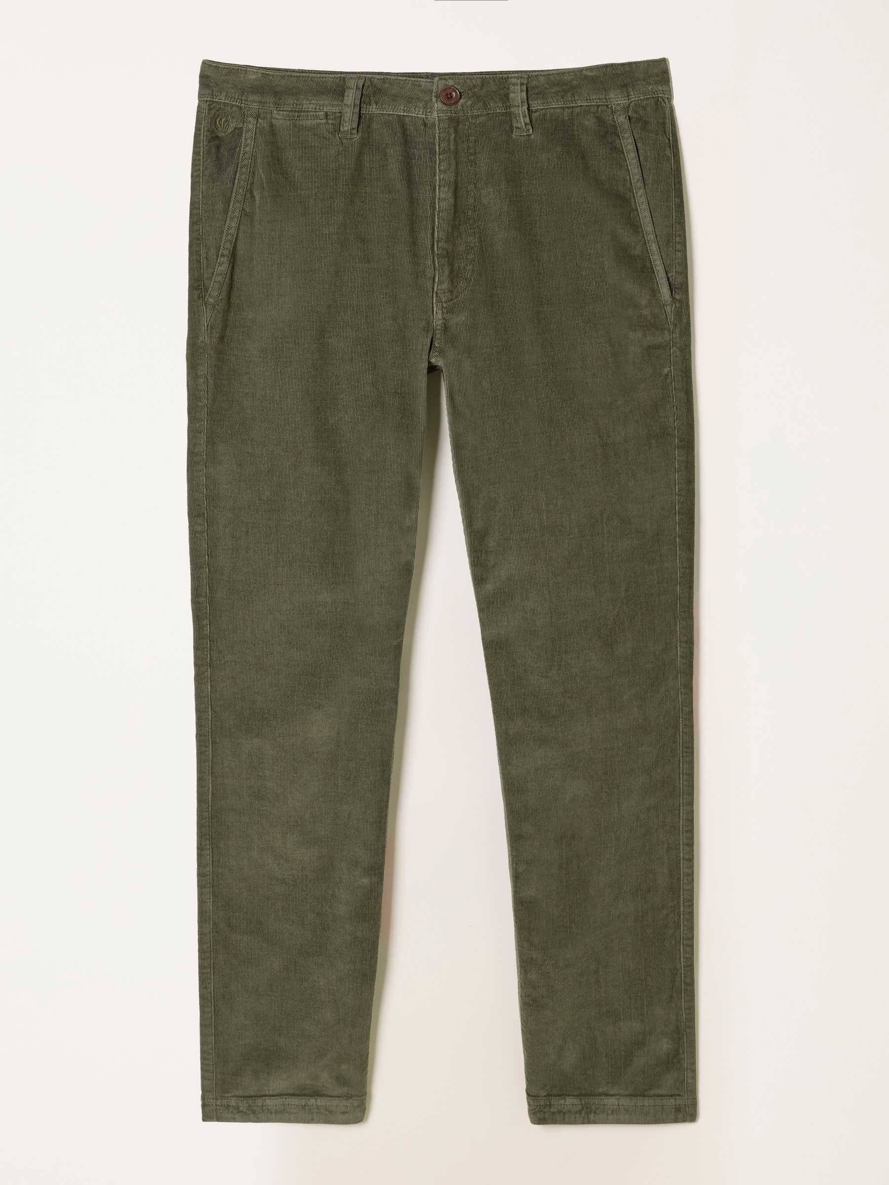 Khaki Green Straight Cord Chino Trousers - Image 6 of 6