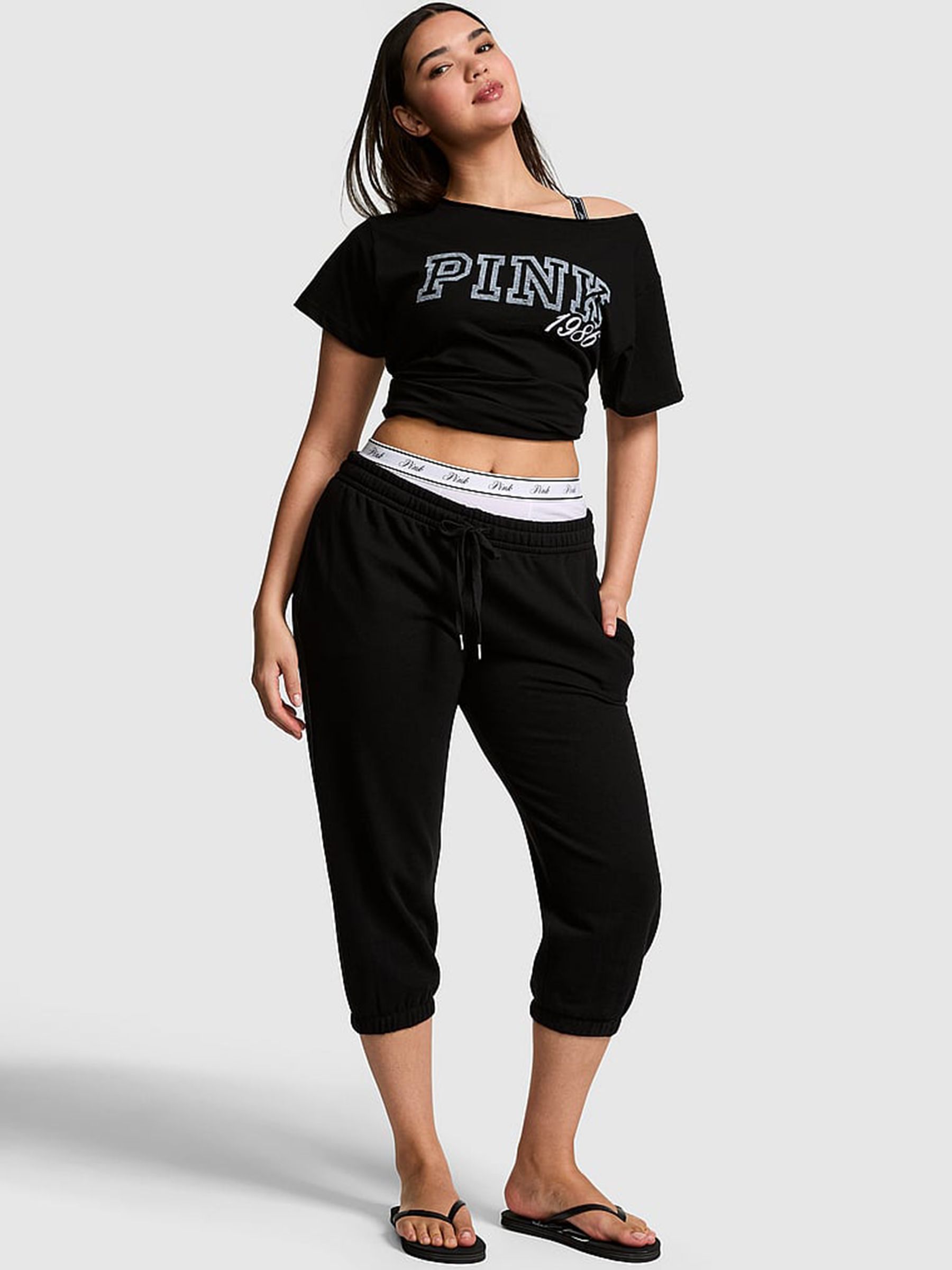 Black Fleece Capri Joggers - Image 1 of 2