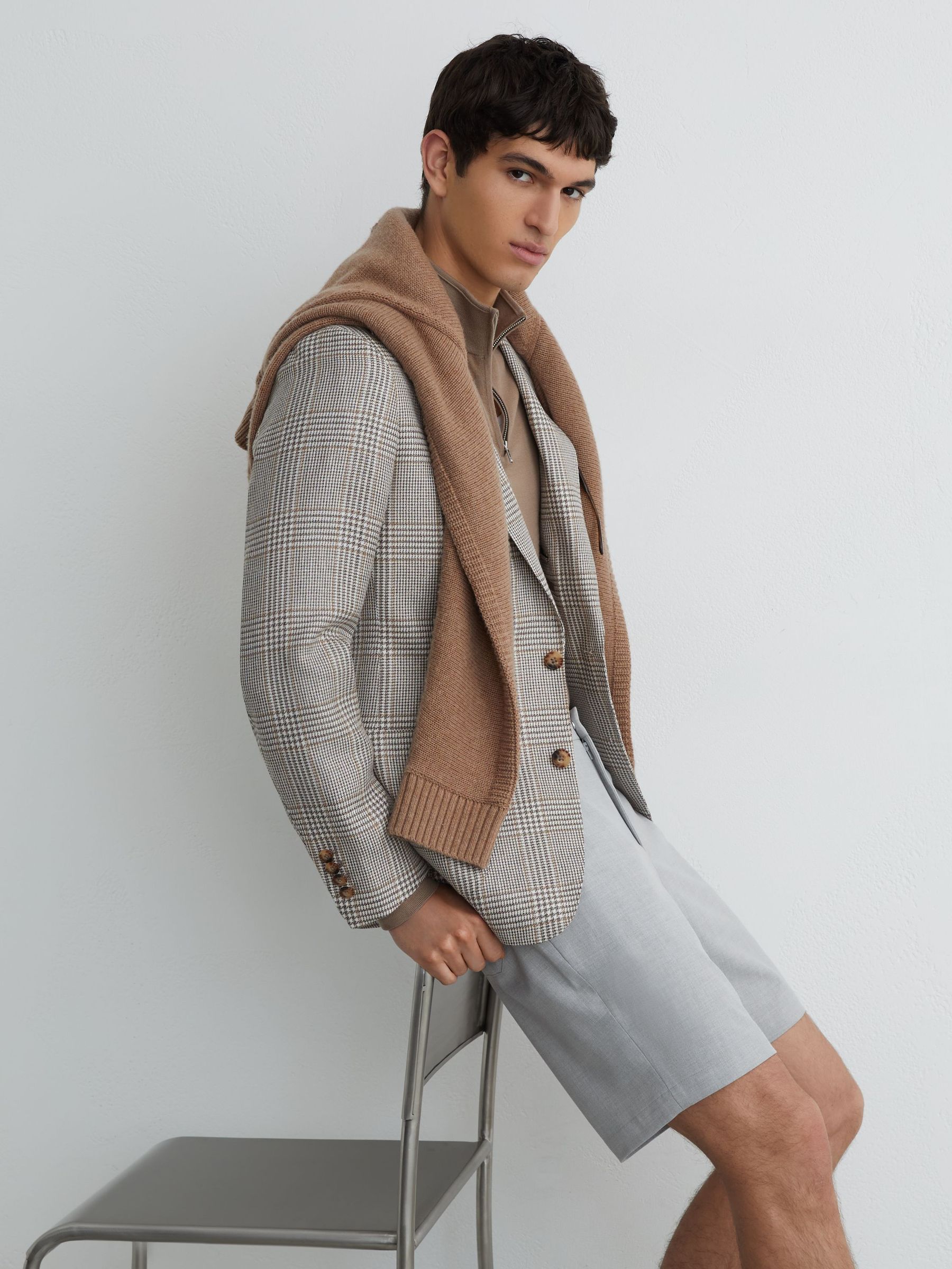 Drawstring Chino Shorts in Soft Grey - Image 1 of 5