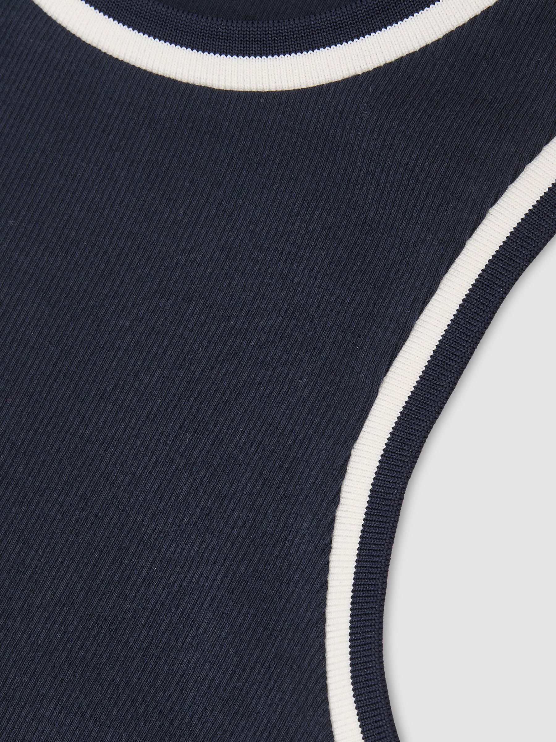 Stretch-Cotton Tipped Vest in Navy/White - Image 6 of 6