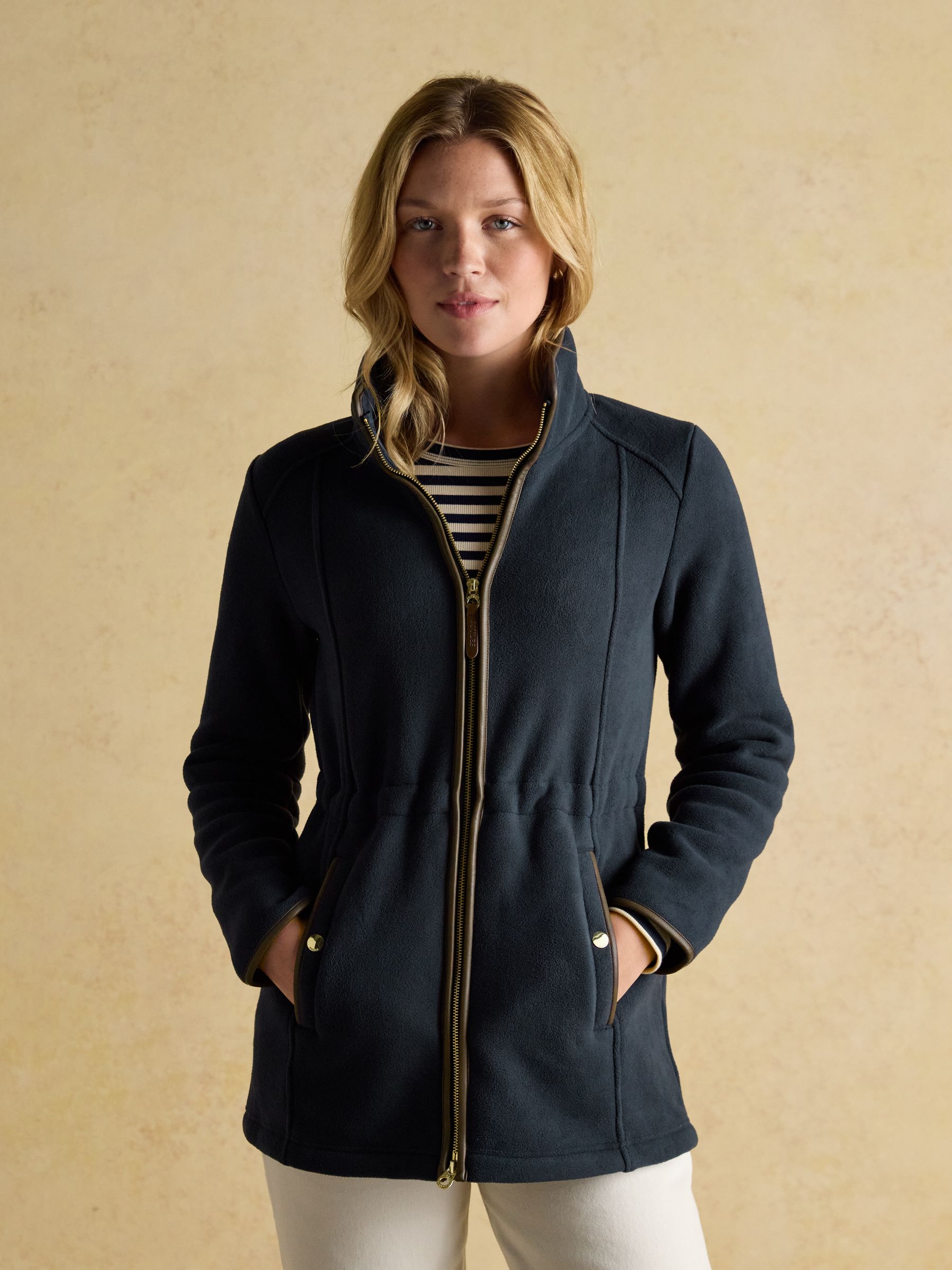 Heritage Navy Longline Zip Up Polar Fleece | Joules