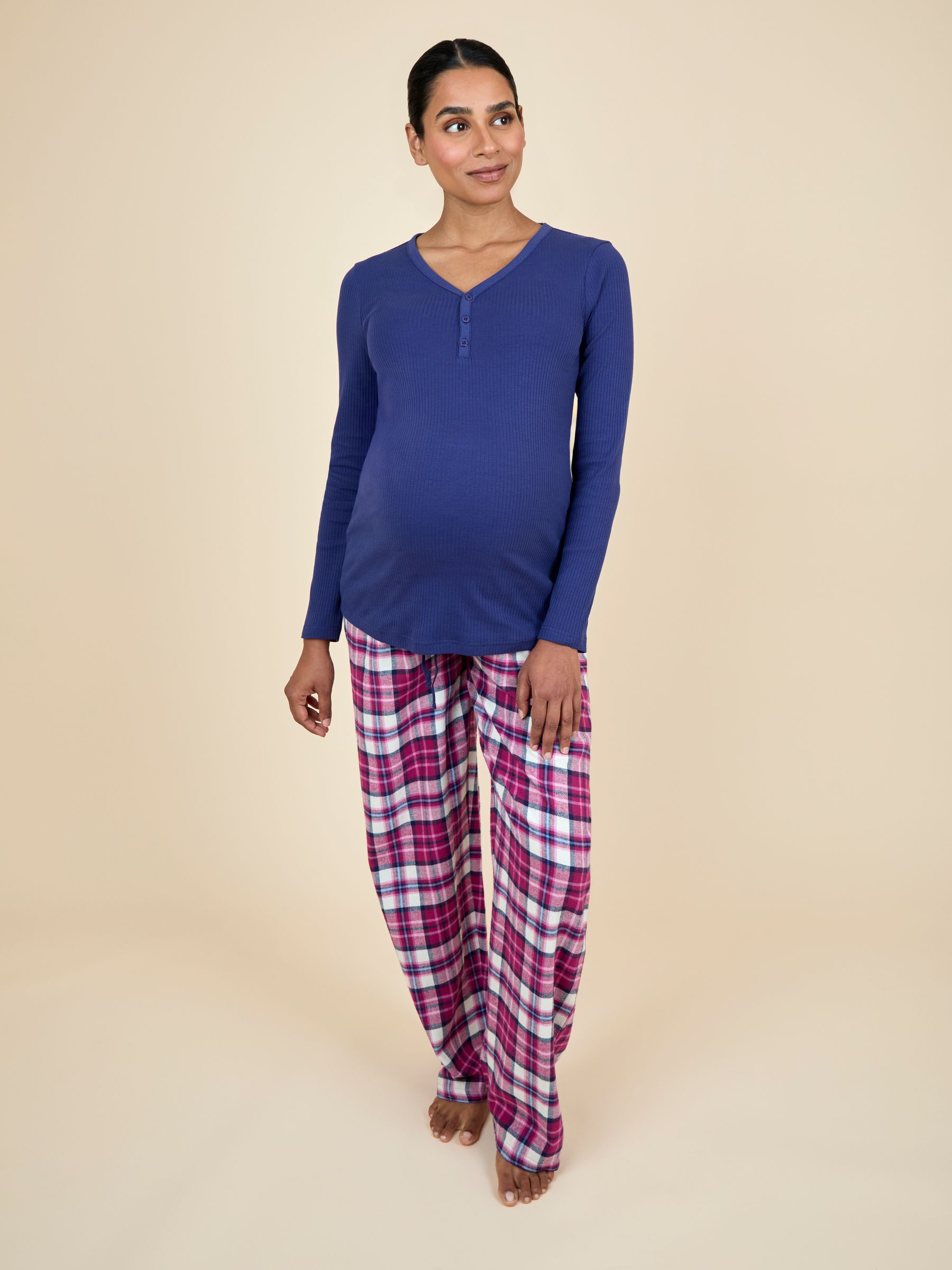 Berry Maternity Check Pyjama Bottoms - Image 4 of 5