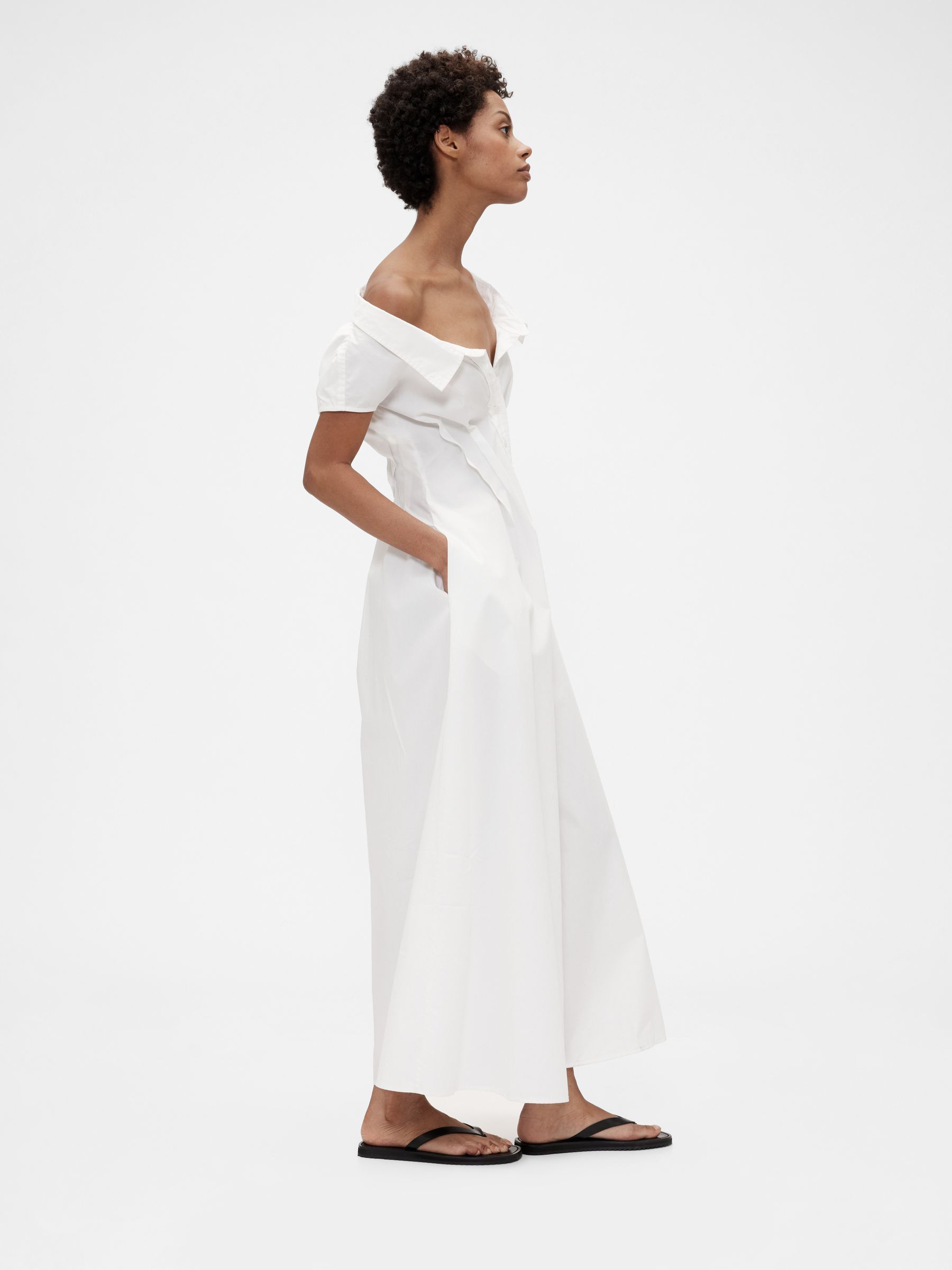 White Poplin Maxi Shirt Dress - Image 3 of 7