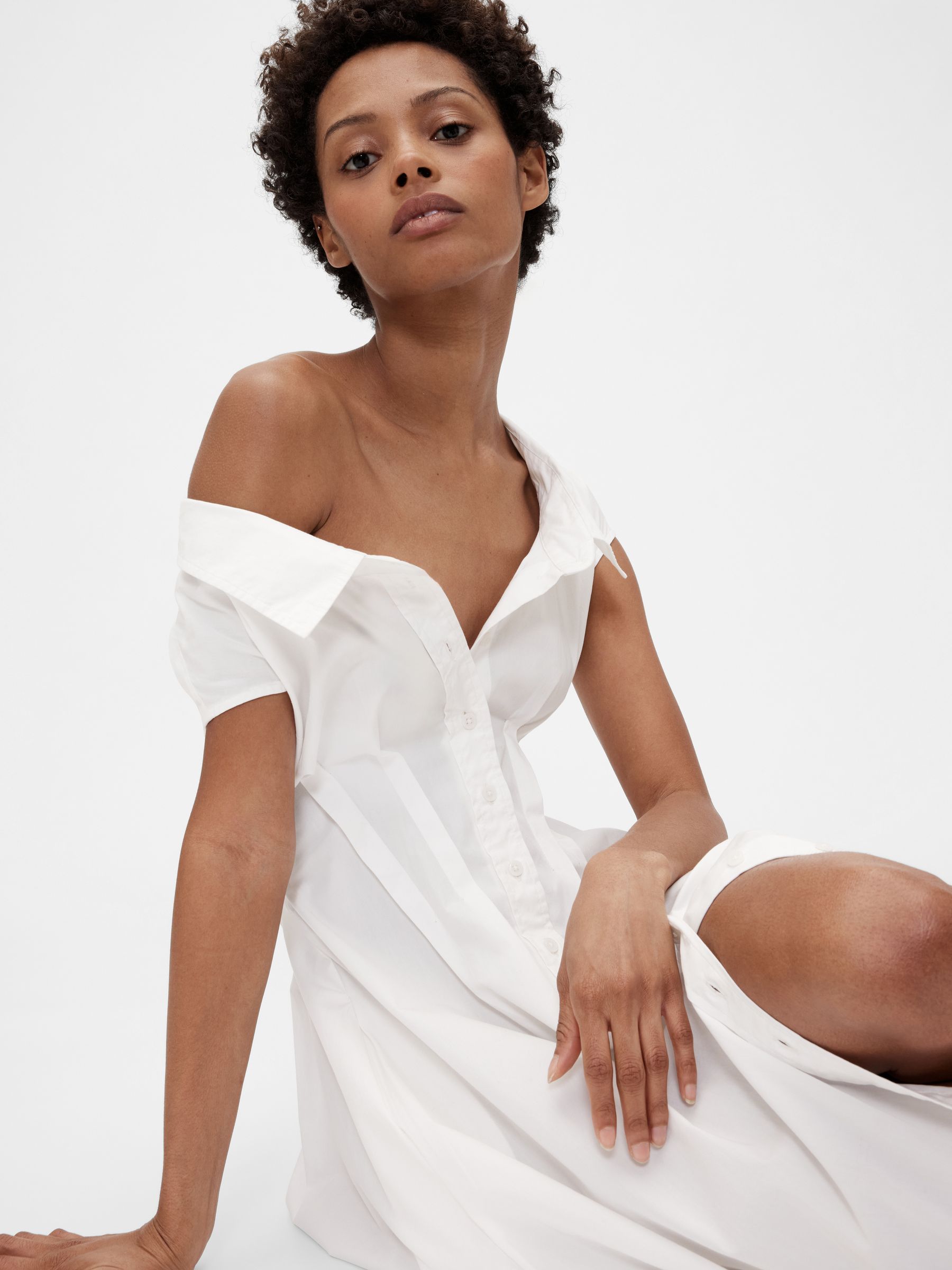 White Poplin Maxi Shirt Dress - Image 4 of 7