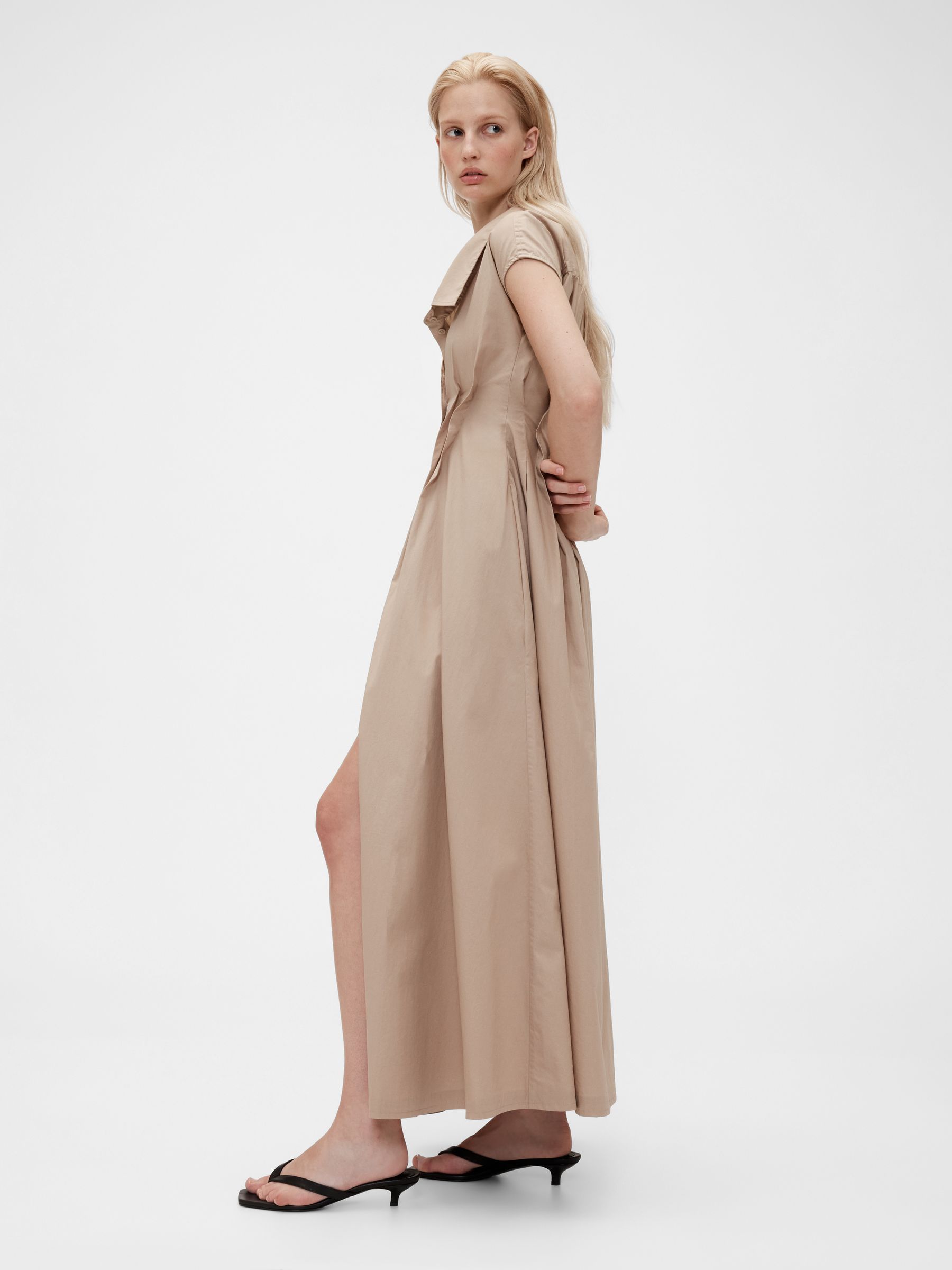 Beige Poplin Maxi Shirt Dress - Image 3 of 7