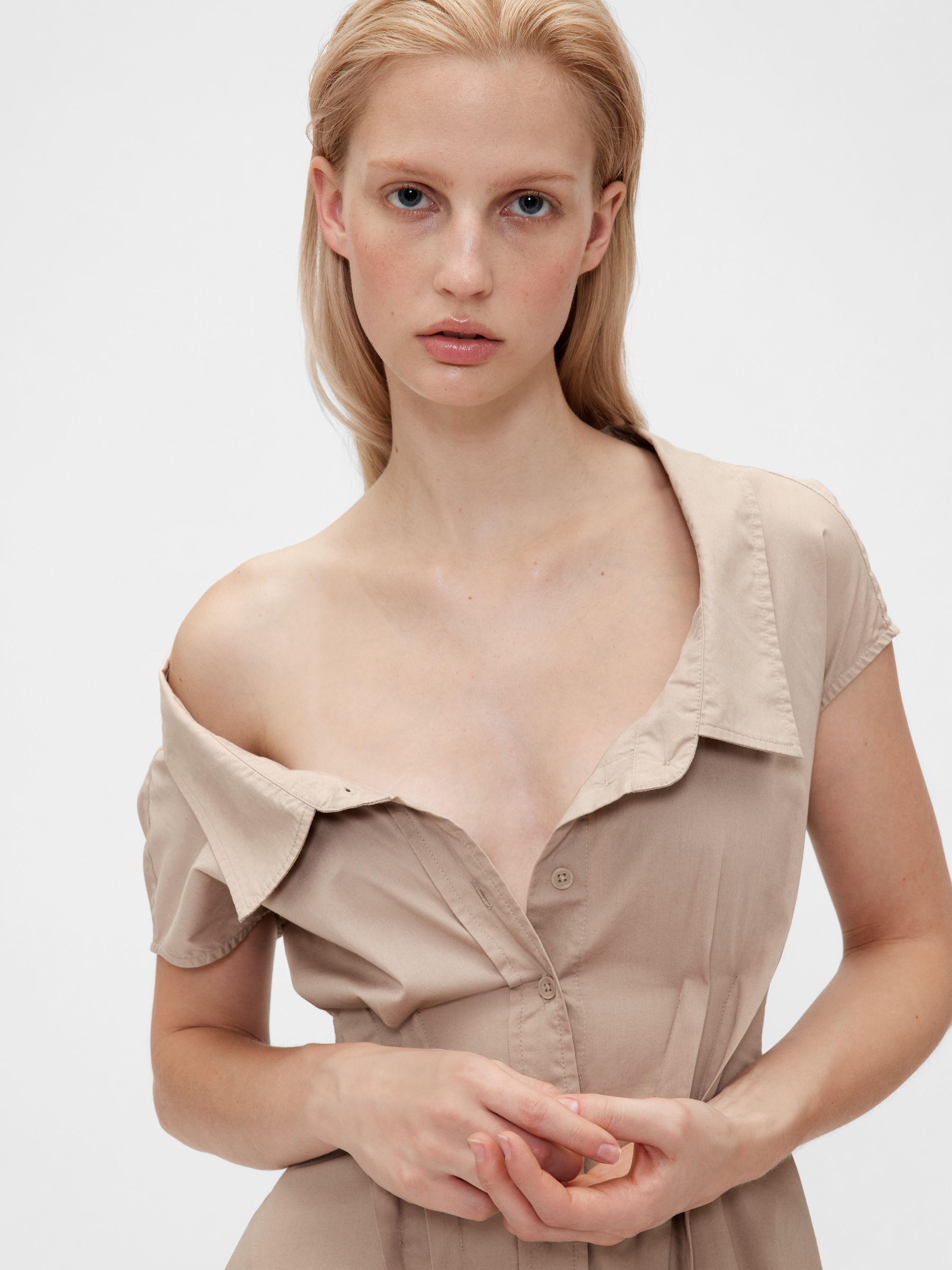 Beige Poplin Maxi Shirt Dress - Image 4 of 7