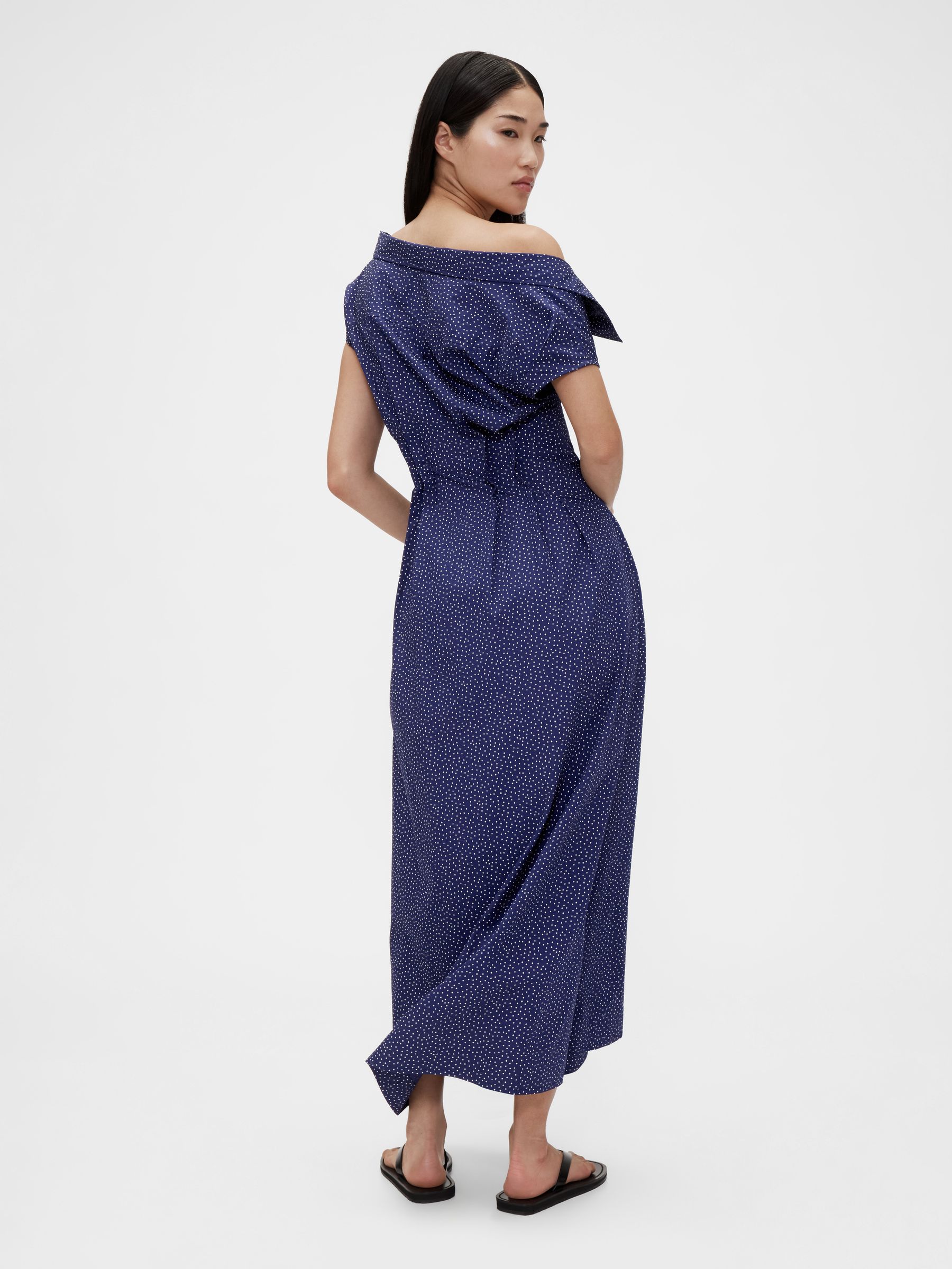 Blue Dot Poplin Maxi Shirt Dress - Image 2 of 7