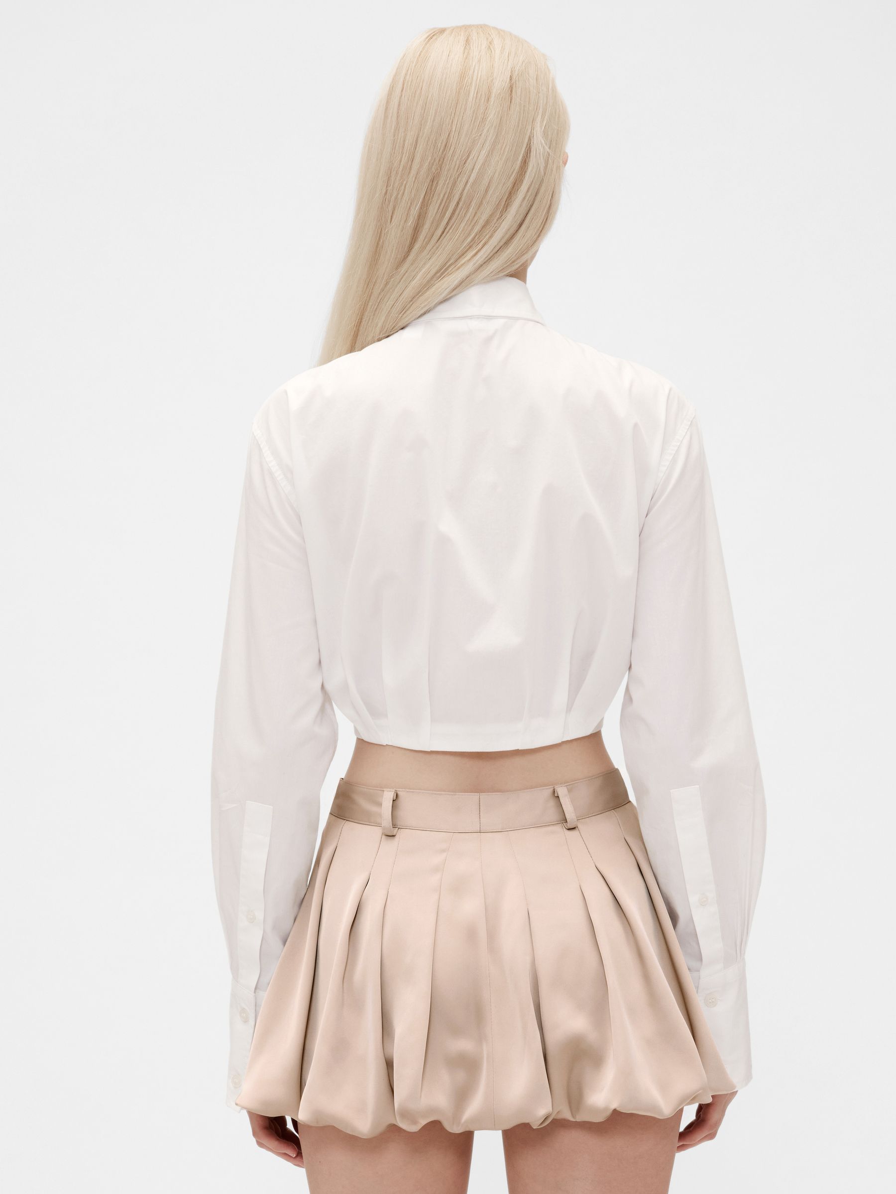 White Poplin Cropped Shirt - Image 2 of 7
