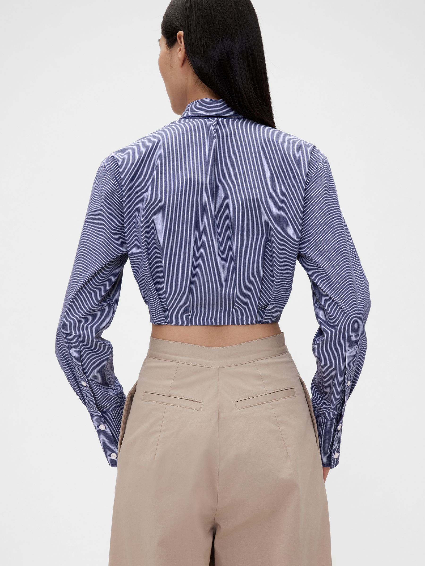 Blue Stripe Poplin Cropped Shirt - Image 2 of 7