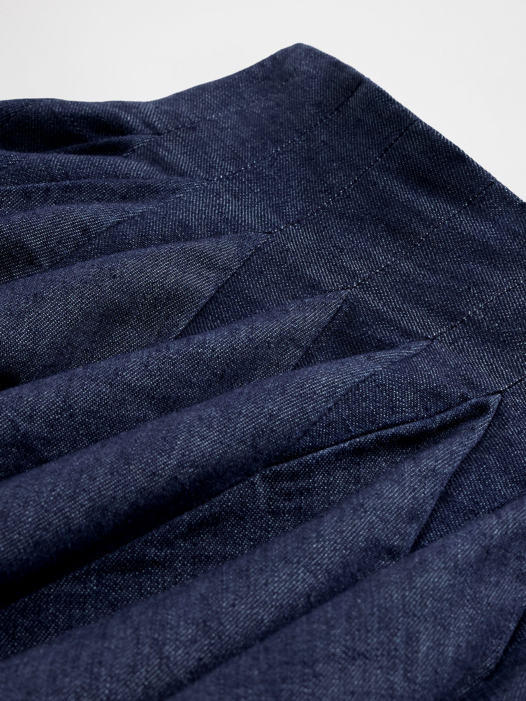 Dark Wash Blue Pleated Denim Mini Skirt - Image 5 of 6