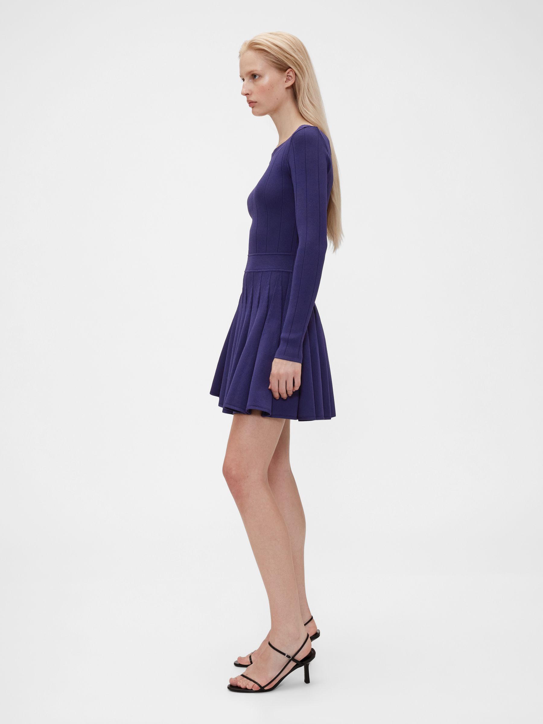 Navy/Blue Pleated Mini Dress - Image 3 of 6
