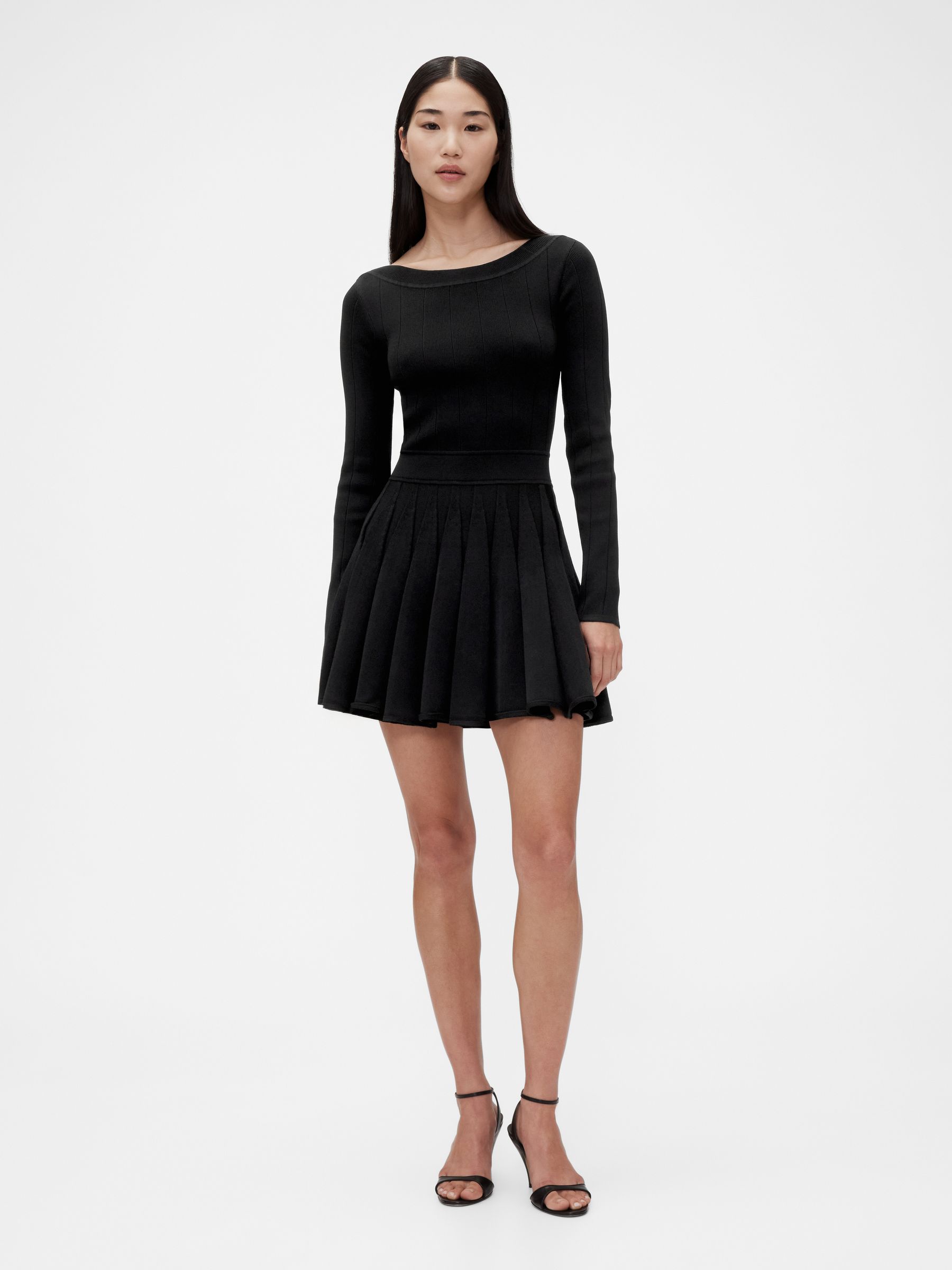 Black Pleated Mini Dress - Image 1 of 7