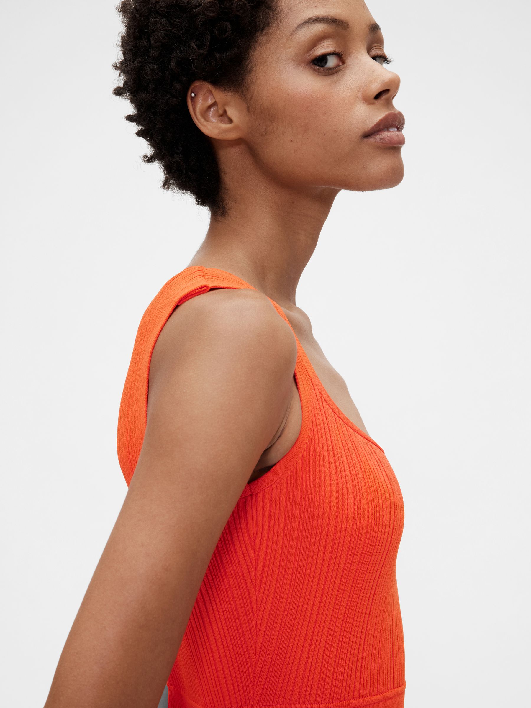 GapStudio Orange Rib Mini Dress - Image 4 of 6