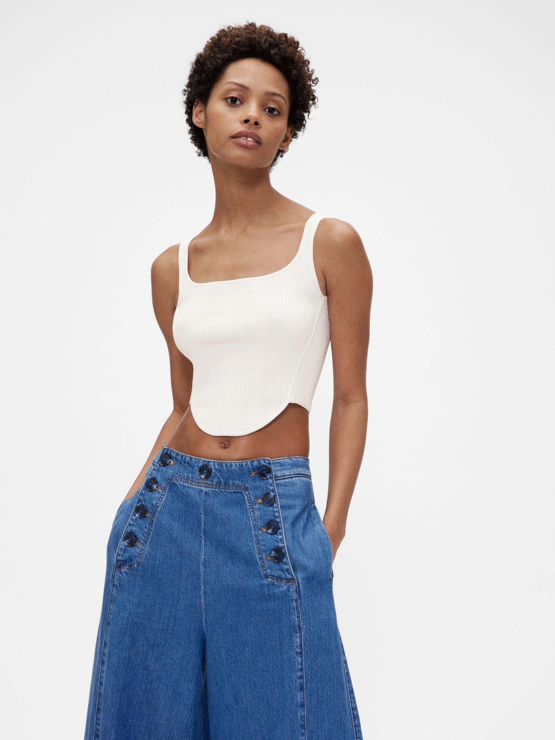 トップス eaphi KNIT BUSTIER - COLLAGE GapStudio White Knit Corset Top | Gap