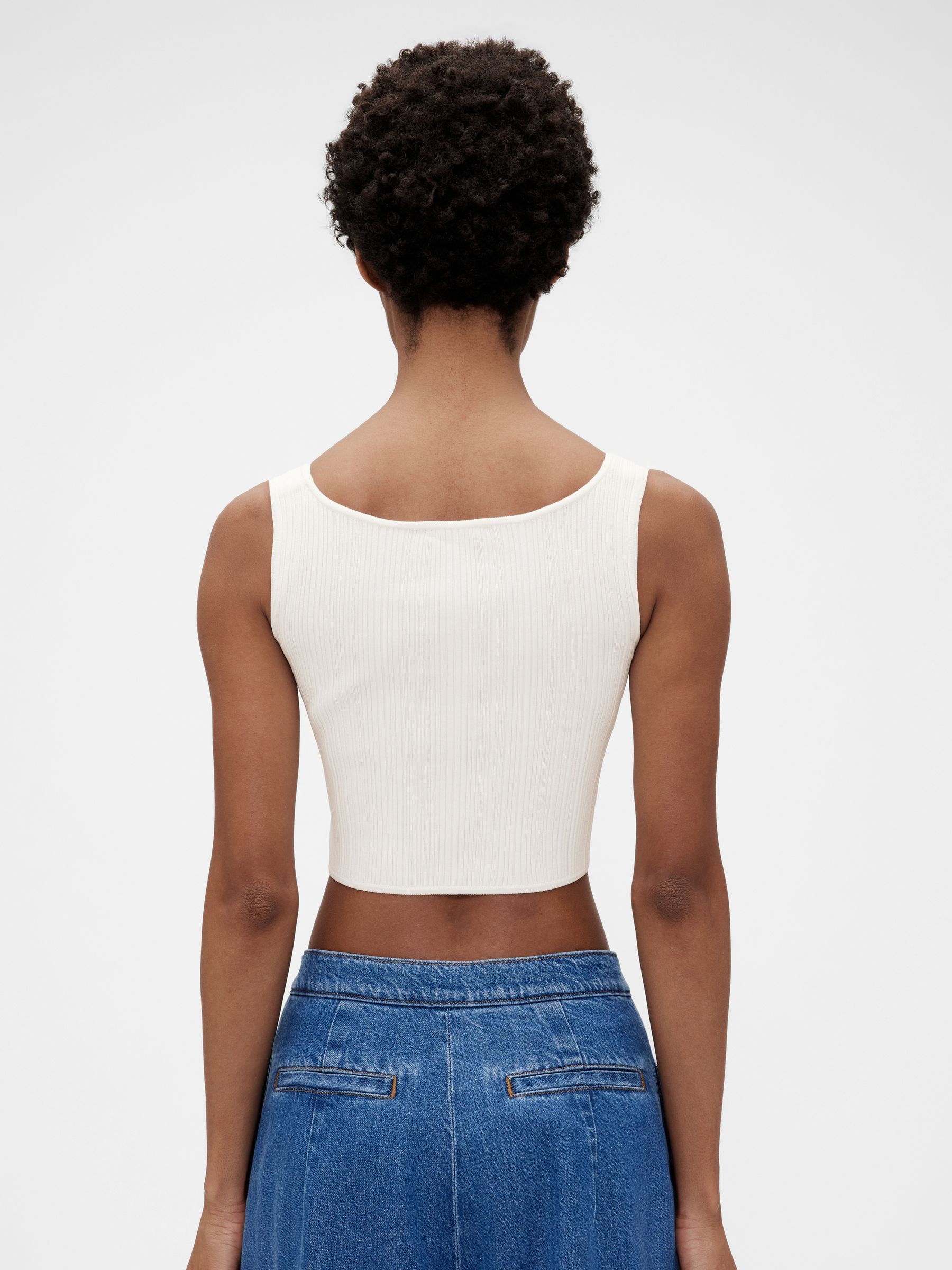 トップス theredthread corset fit tops bk wh THEREDTHREAD / ザレッドスレッド】S bonded corset tops