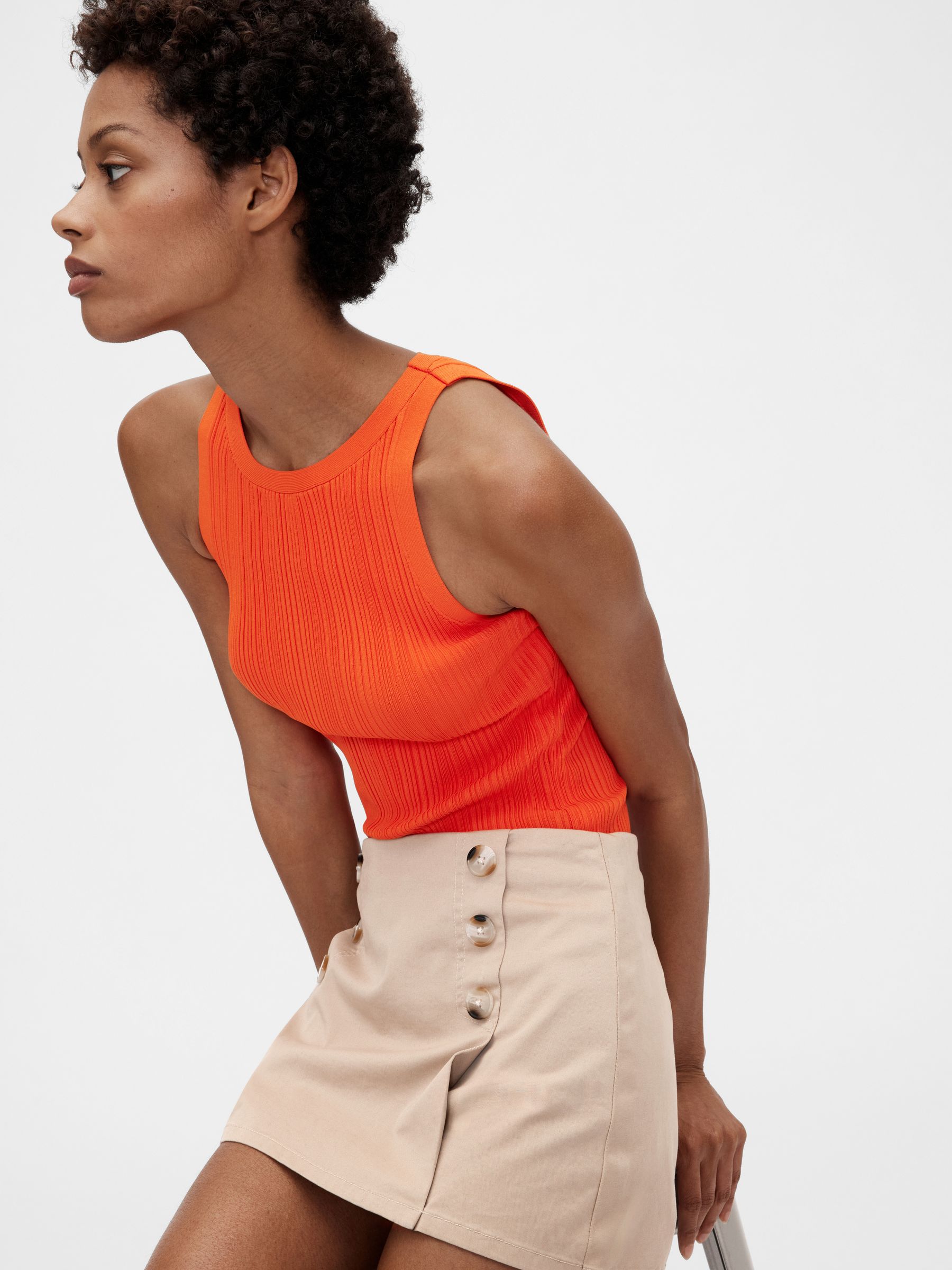 GapStudio Orange Rib Tank Top - Image 3 of 5