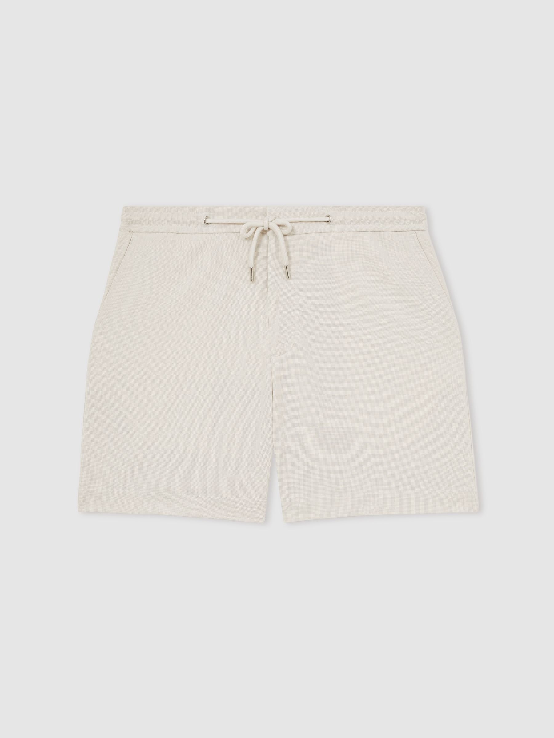 Textured Drawstring Shorts in Stone - Image 2 of 6