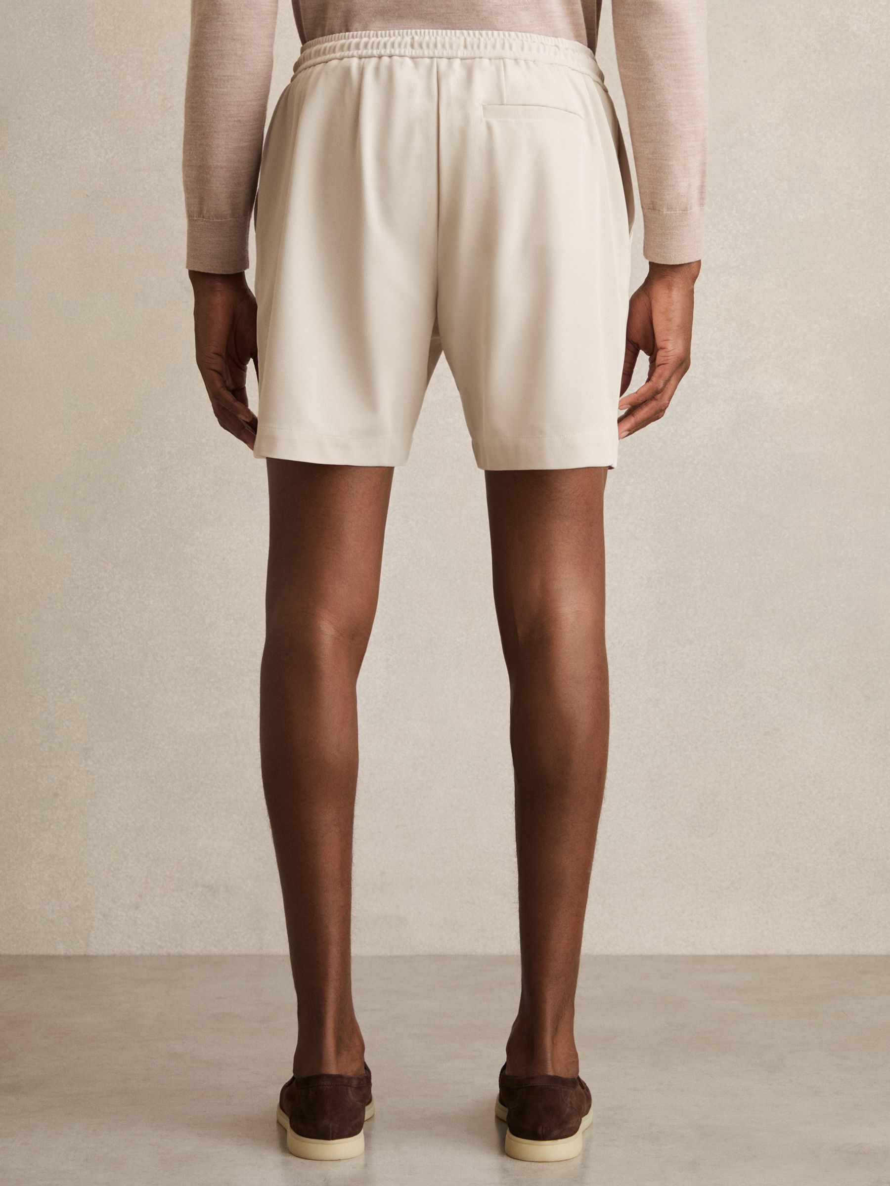 Textured Drawstring Shorts in Stone - Image 5 of 6