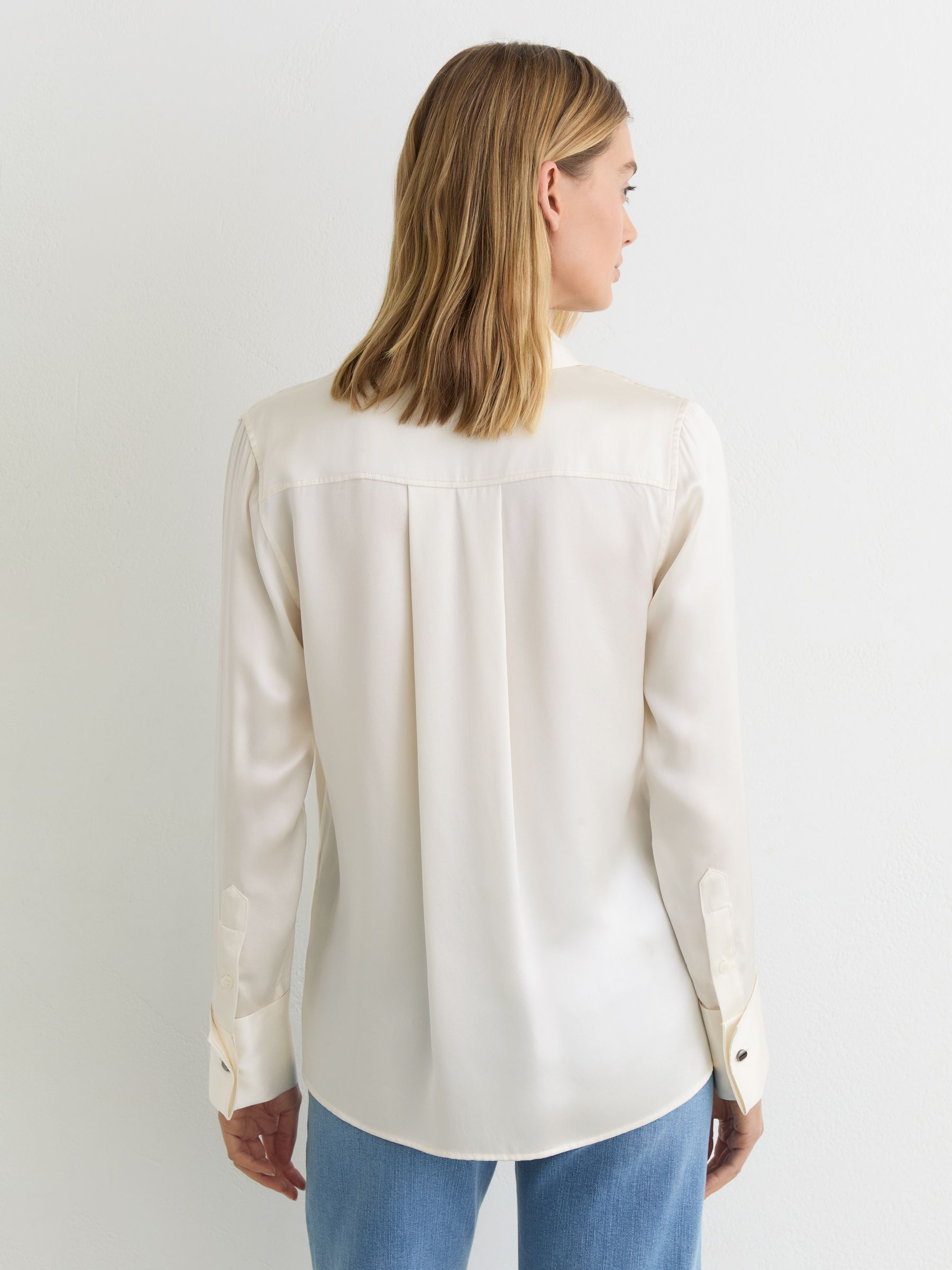 Silk-Satin Concealed-Placket Shirt in Ivory - image 4