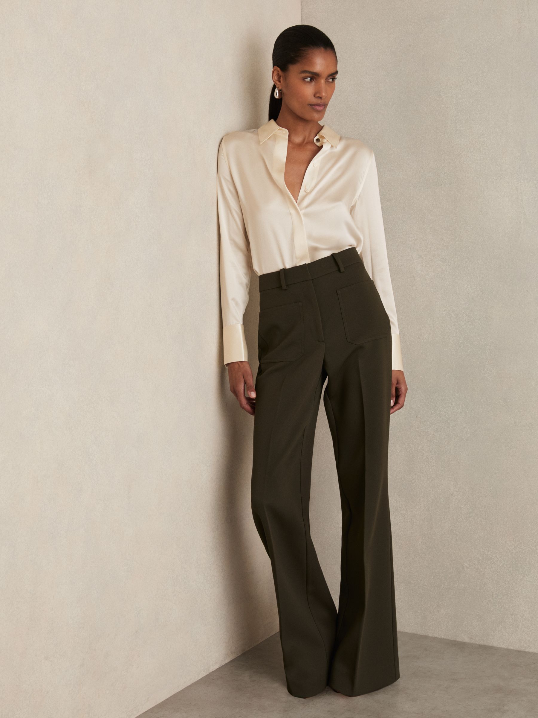 Silk-Satin Concealed-Placket Shirt in Ivory - Image 4 of 8