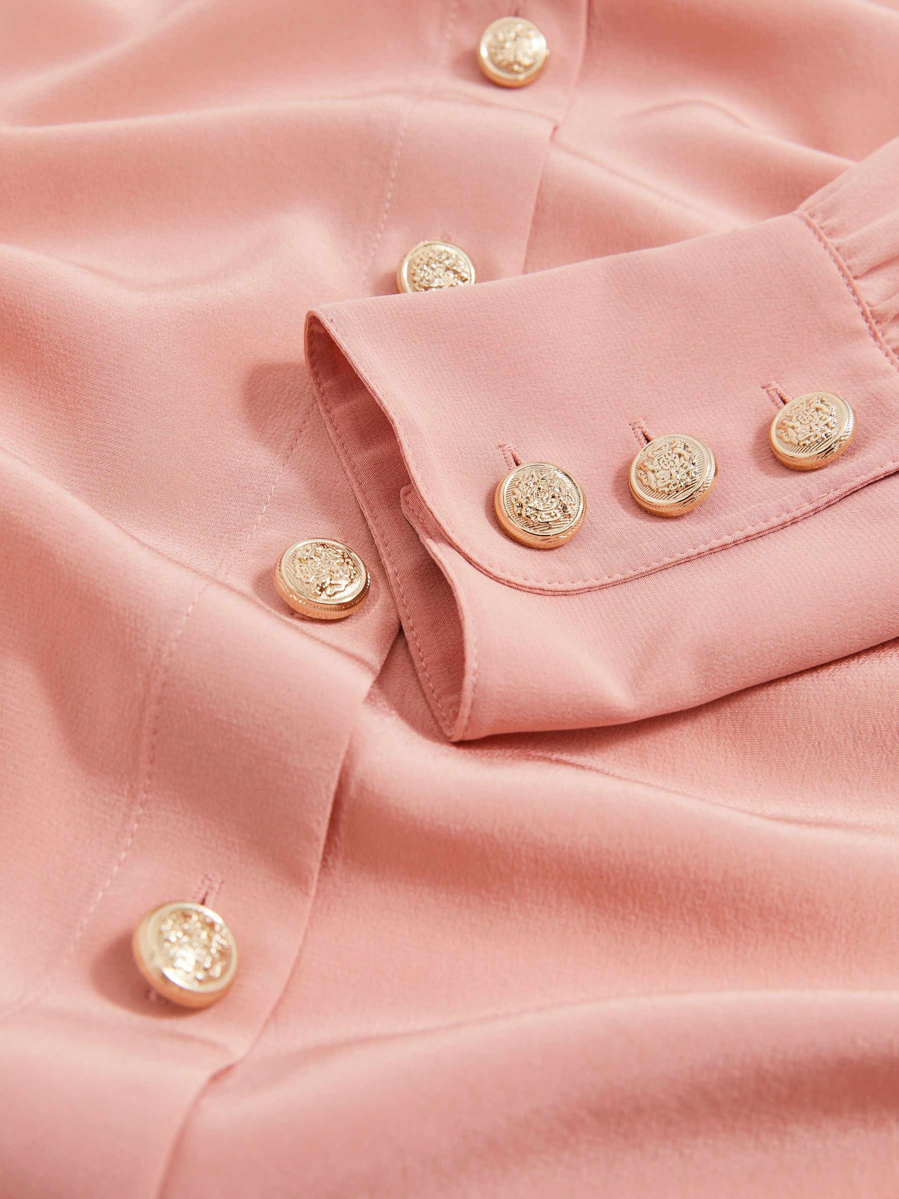 Silk Embossed-Button Shirt in Pink - image 3