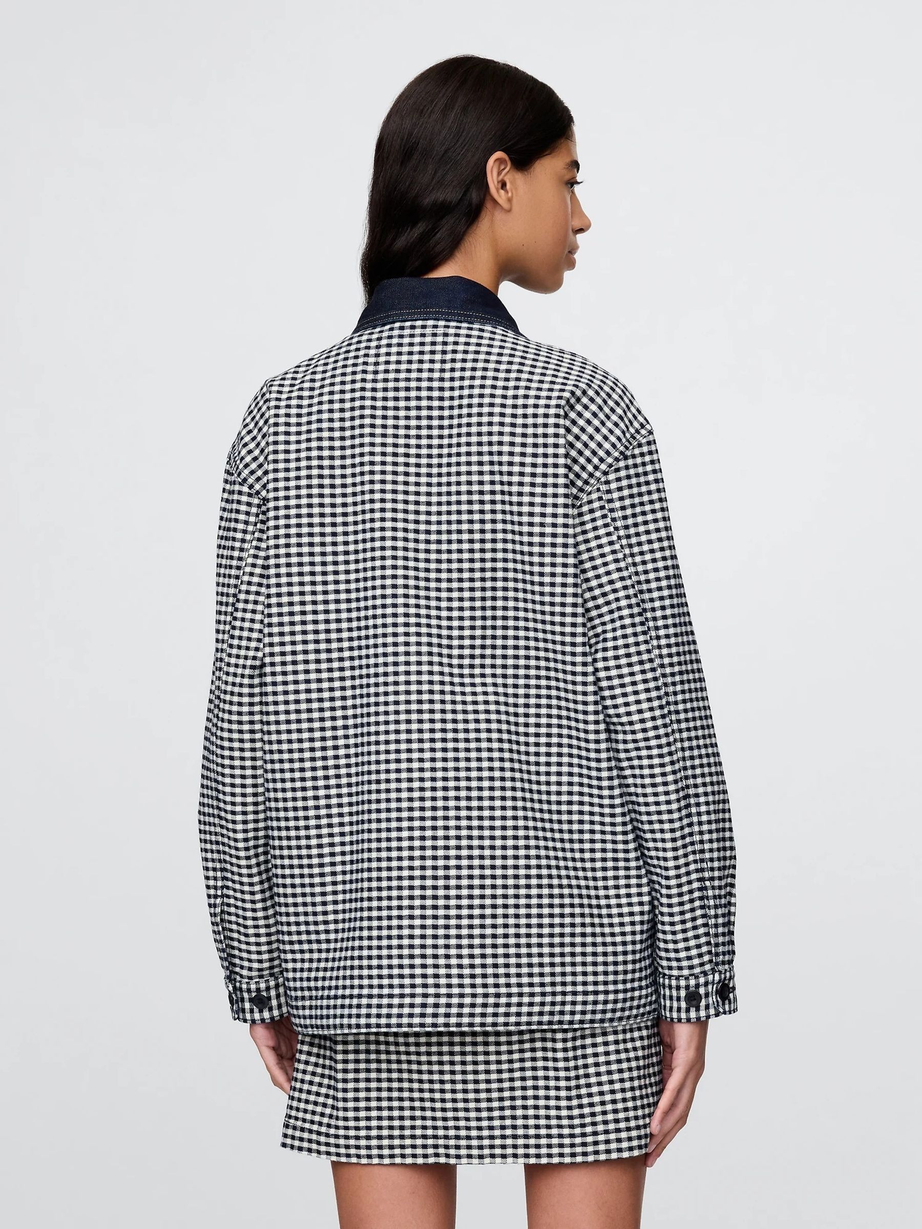 Black/White DÔEN Gingham Denim Jacket - Image 2 of 7