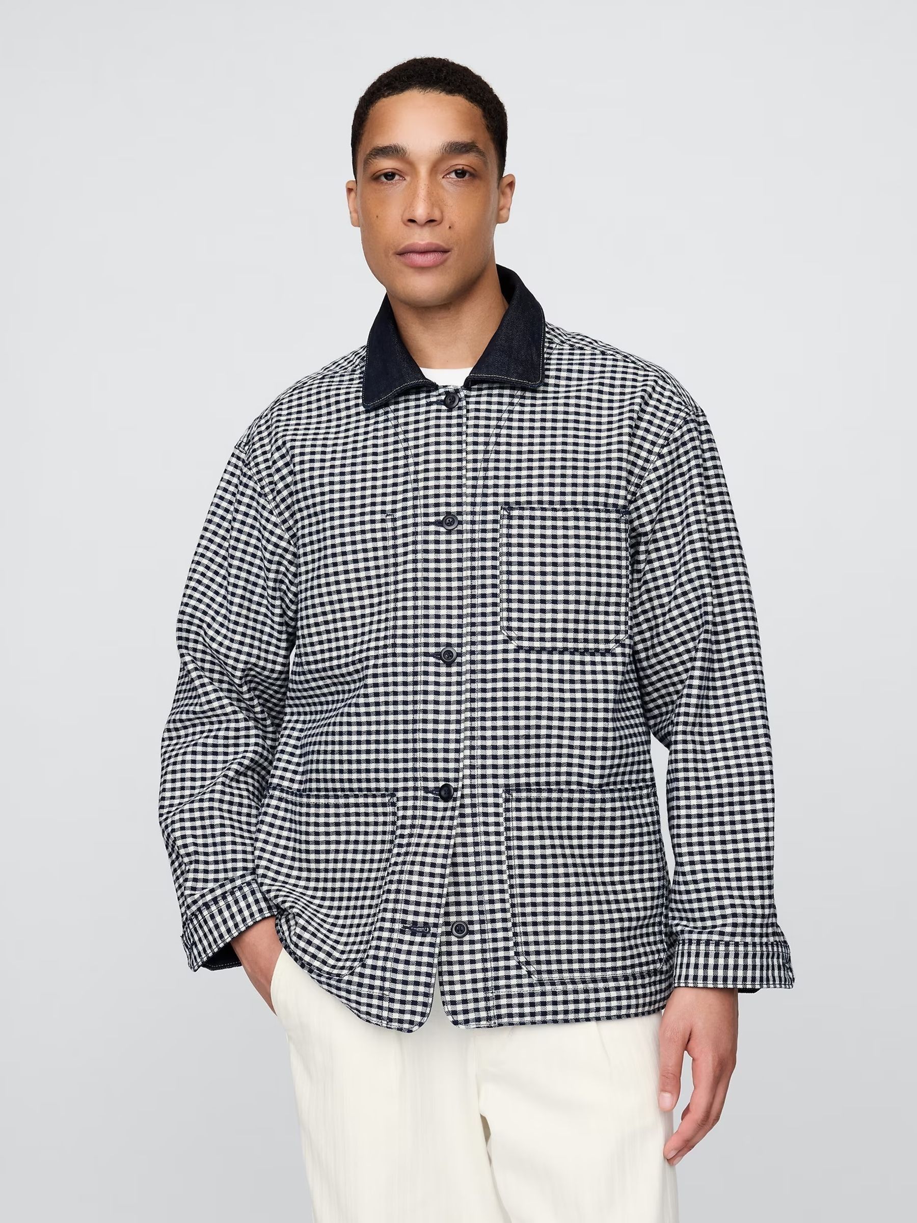 Black/White DÔEN Gingham Denim Jacket - Image 4 of 7