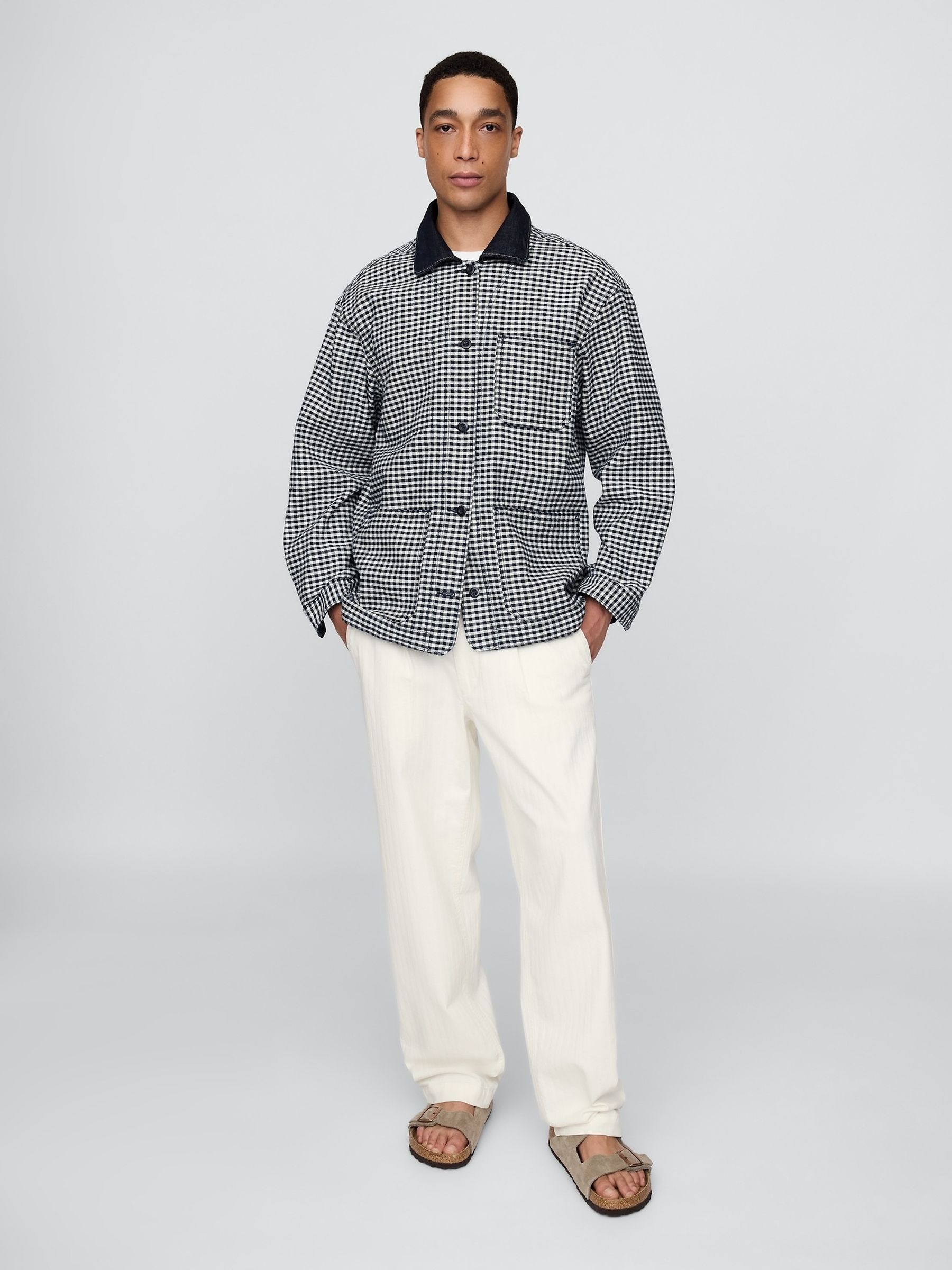 Black/White DÔEN Gingham Denim Jacket - Image 5 of 7