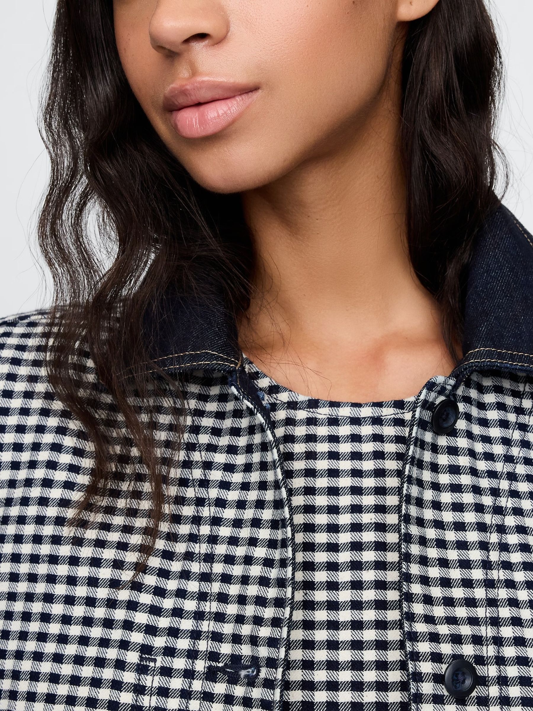 Black/White DÔEN Gingham Denim Jacket - Image 6 of 7