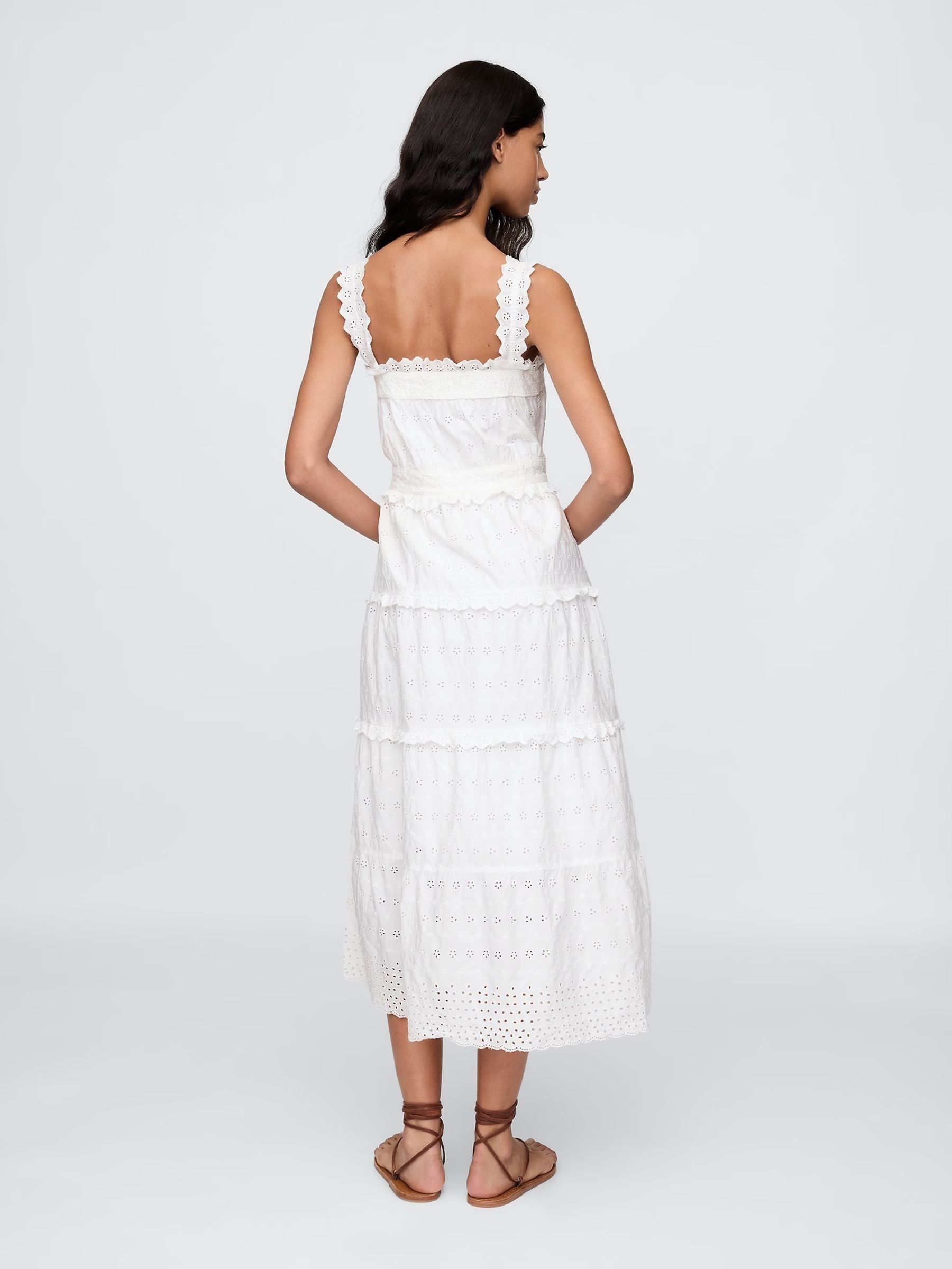 White DÔEN Eyelet Maxi Dress - Image 2 of 8