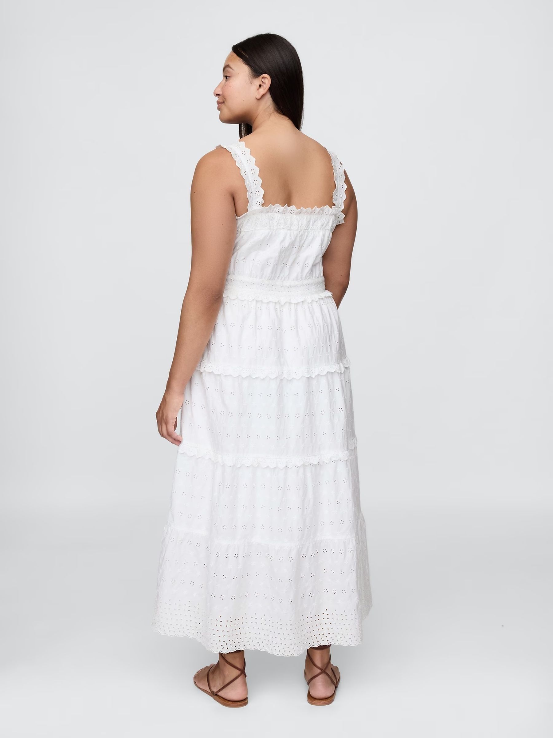 White DÔEN Eyelet Maxi Dress - Image 6 of 8
