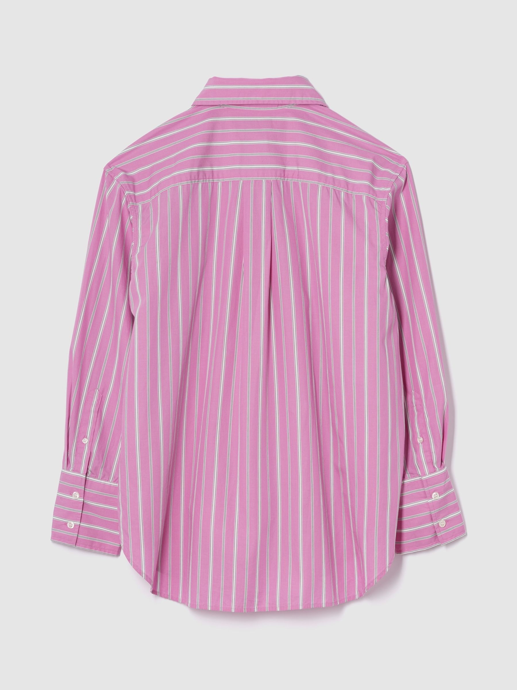 Pink/White Stripe Cotton Poplin Striped Oversized Shirt - Image 2 of 3