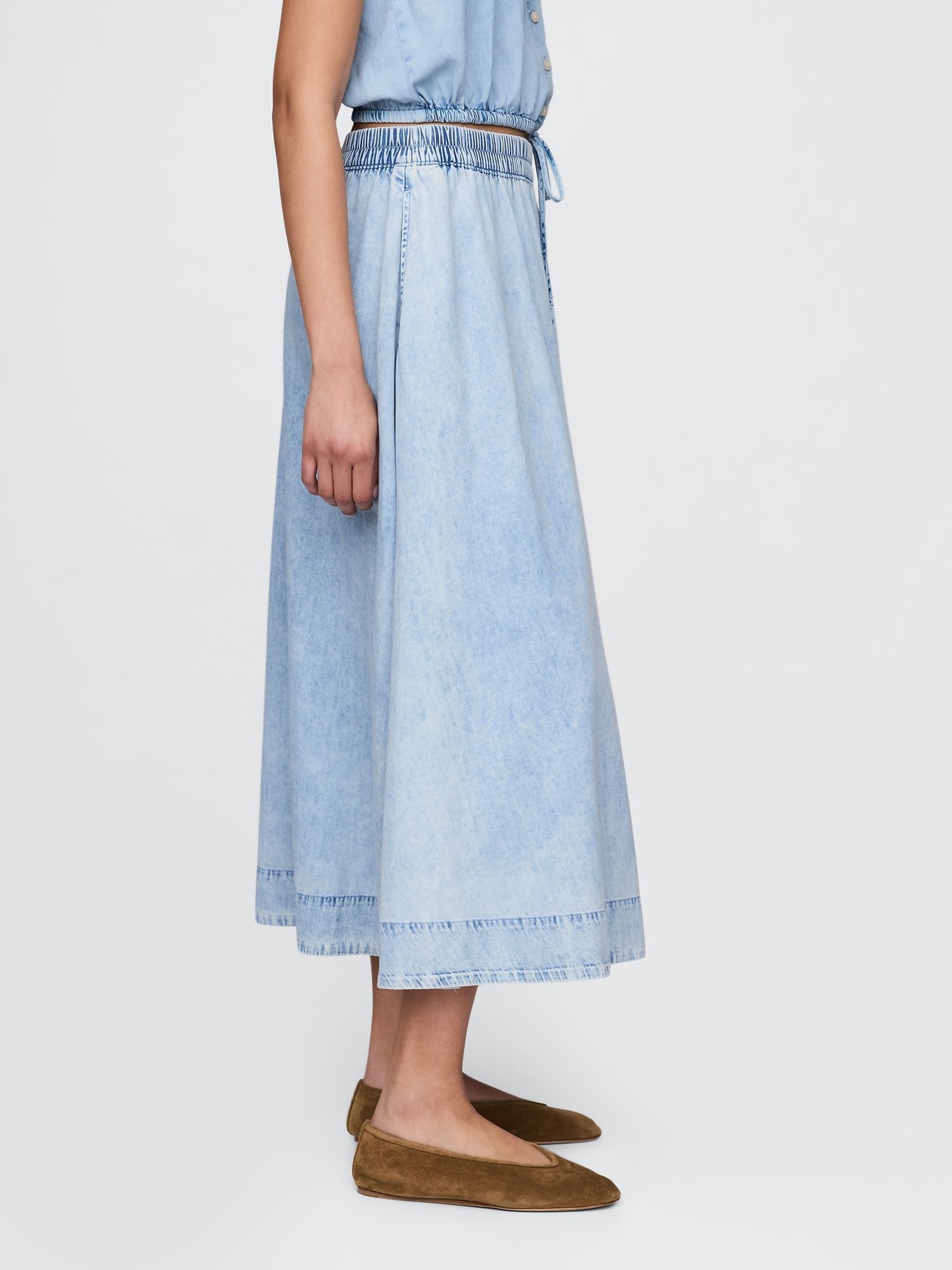 Blue Denim Easy Maxi Skirt - Image 3 of 5