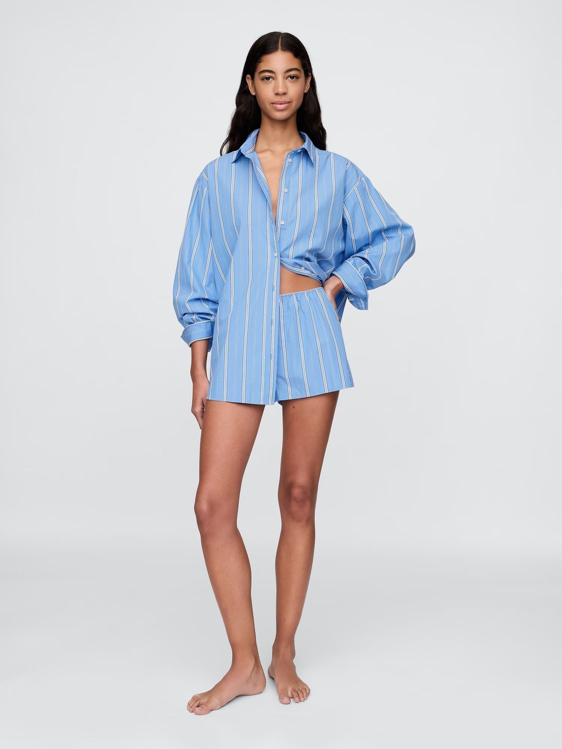 Blue Stripe DÔEN Poplin Shirt - Image 3 of 9