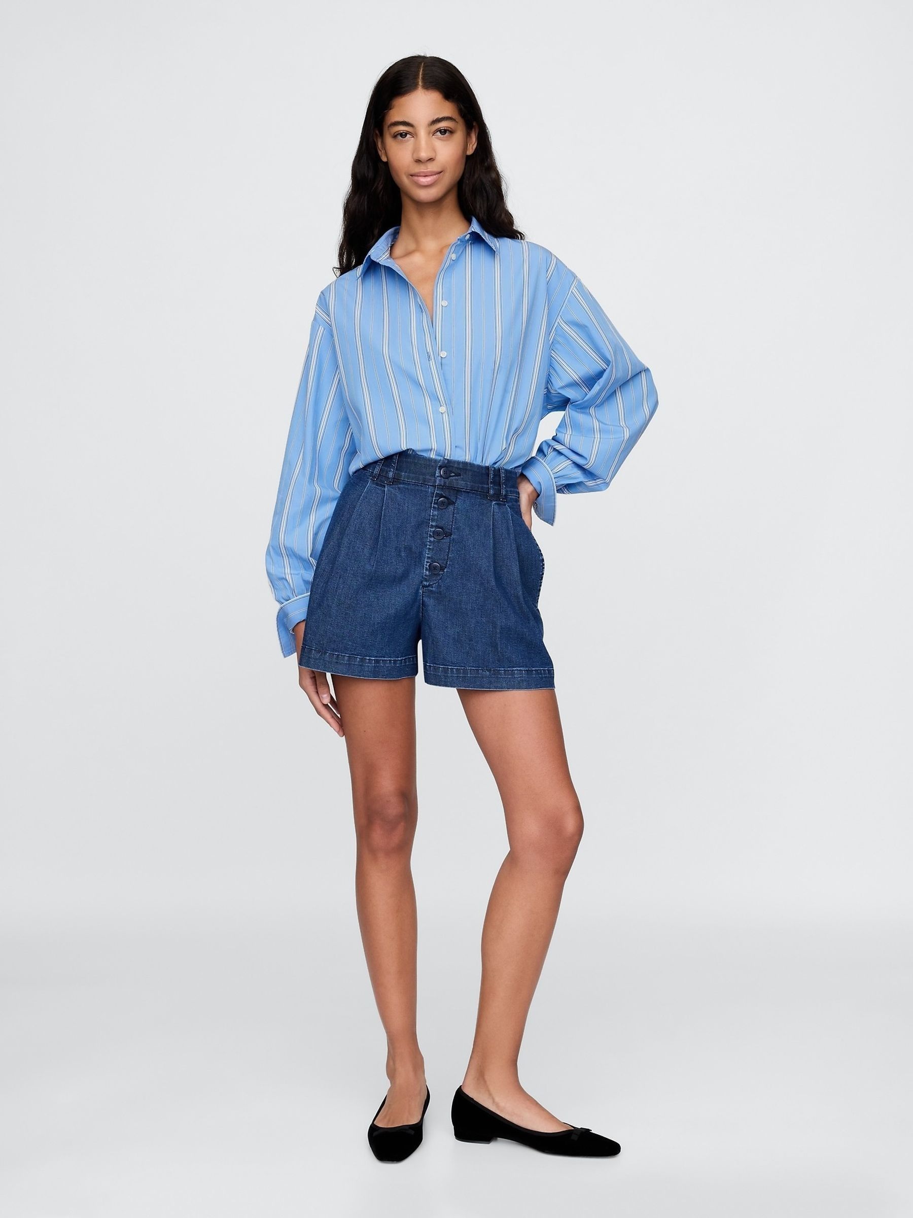 Blue Stripe DÔEN Poplin Shirt - Image 4 of 9