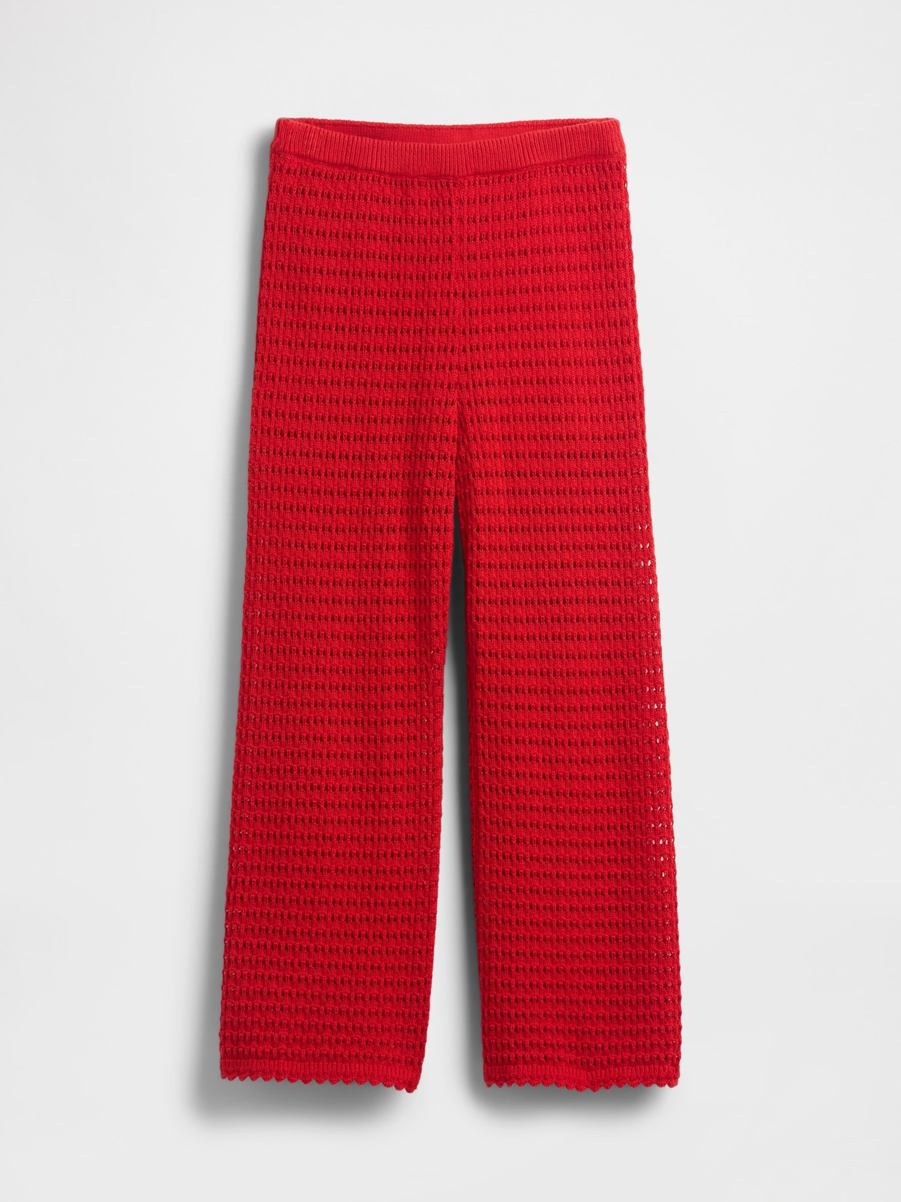 Red 100% Cotton Crochet Ankle Trousers - Image 5 of 5