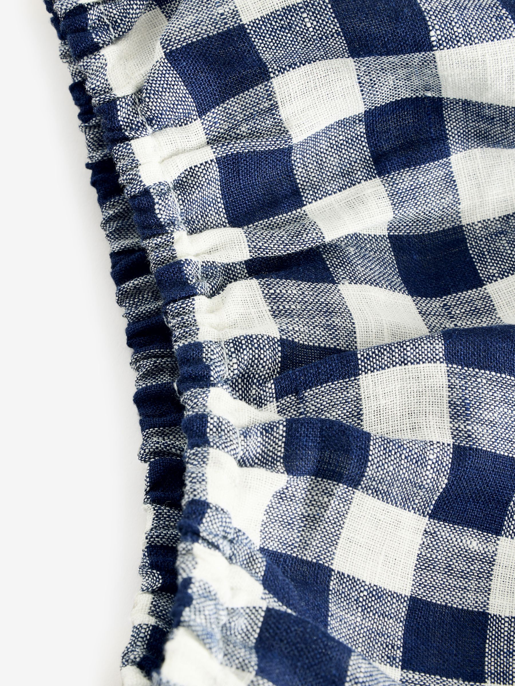 Navy/Blue DÔEN 100% Linen Gingham Maxi Dress - Image 10 of 12