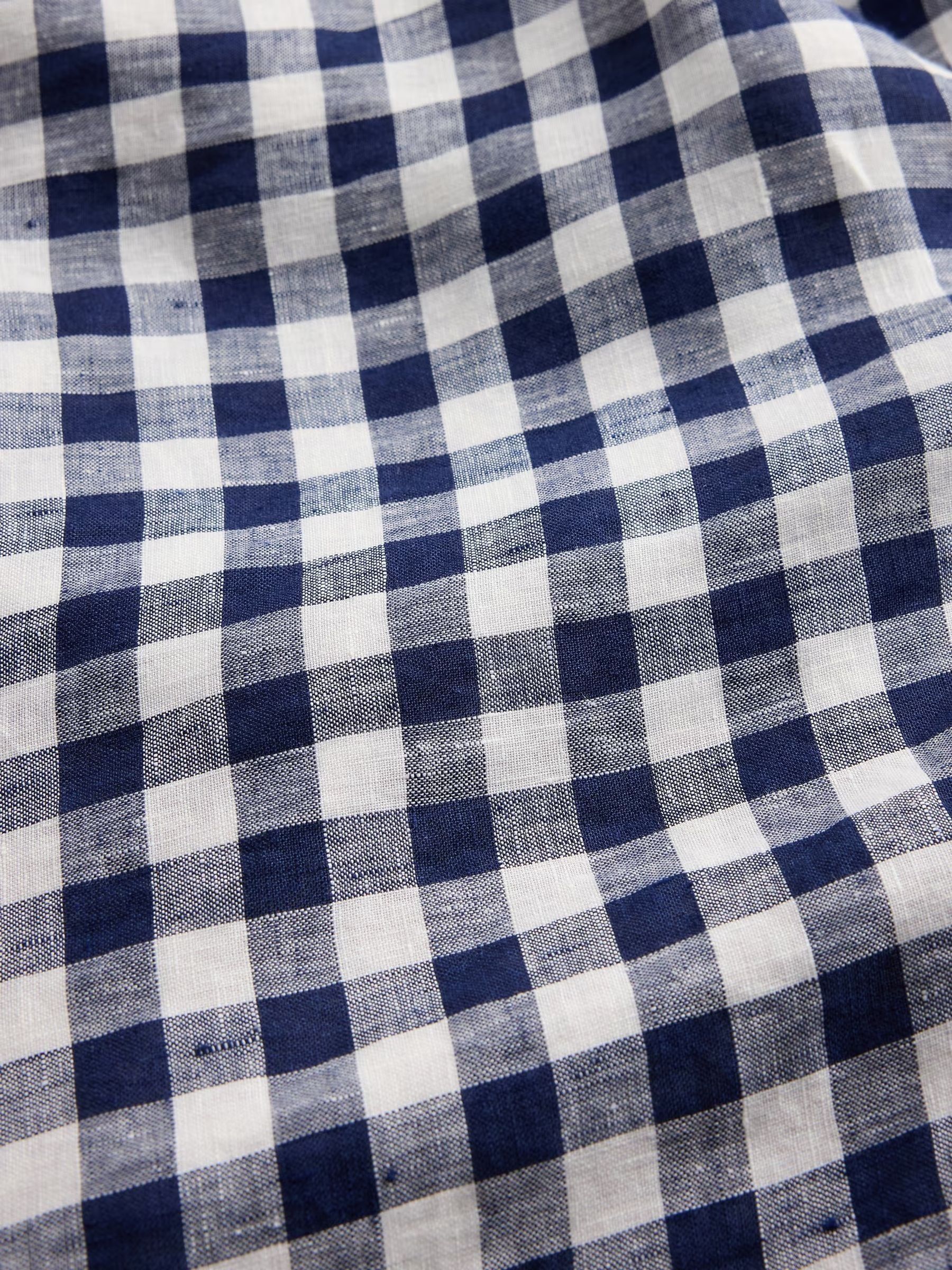 Navy/Blue DÔEN 100% Linen Gingham Maxi Dress - Image 11 of 12