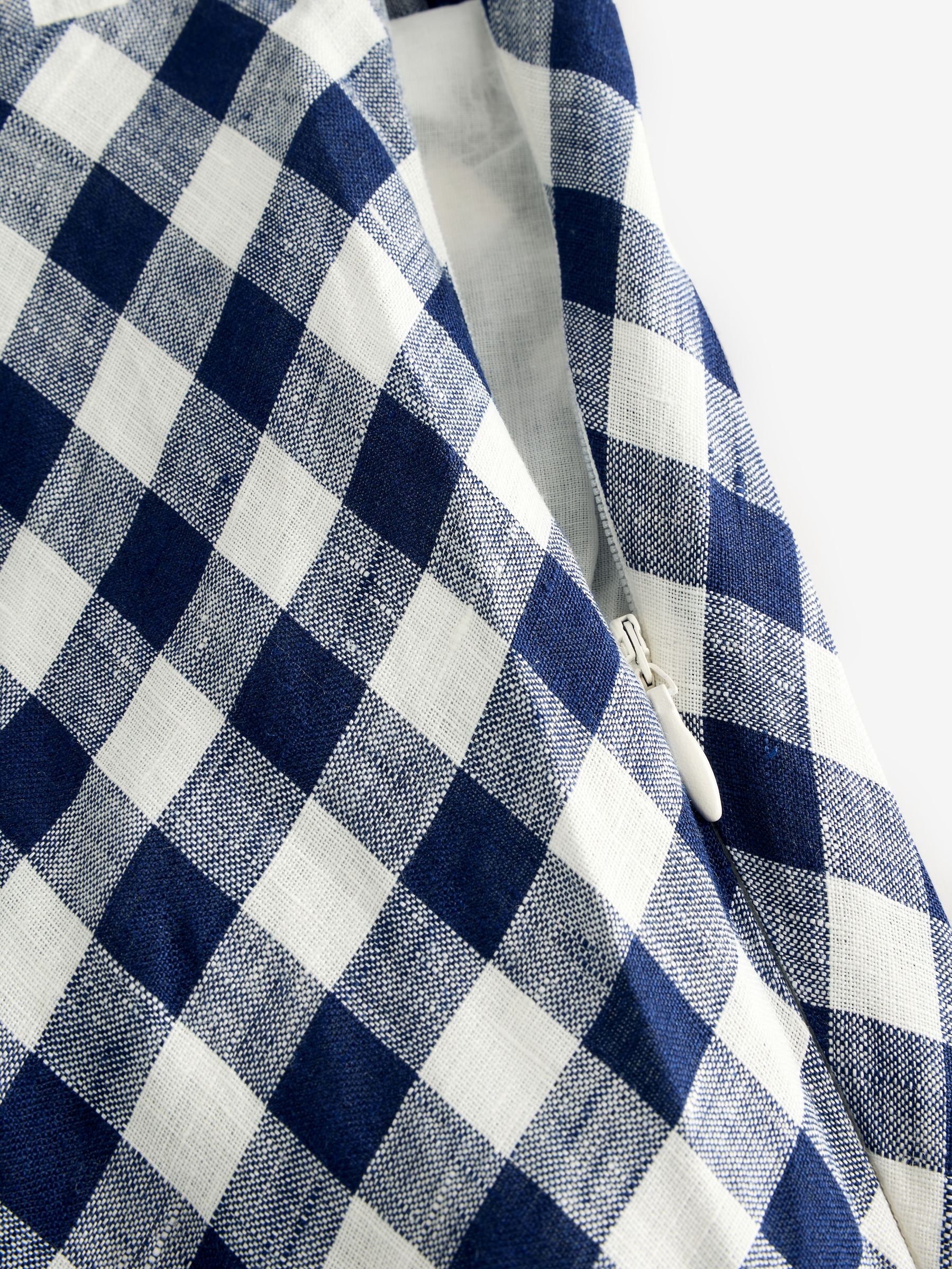 Navy/Blue DÔEN 100% Linen Gingham Maxi Dress - Image 12 of 12