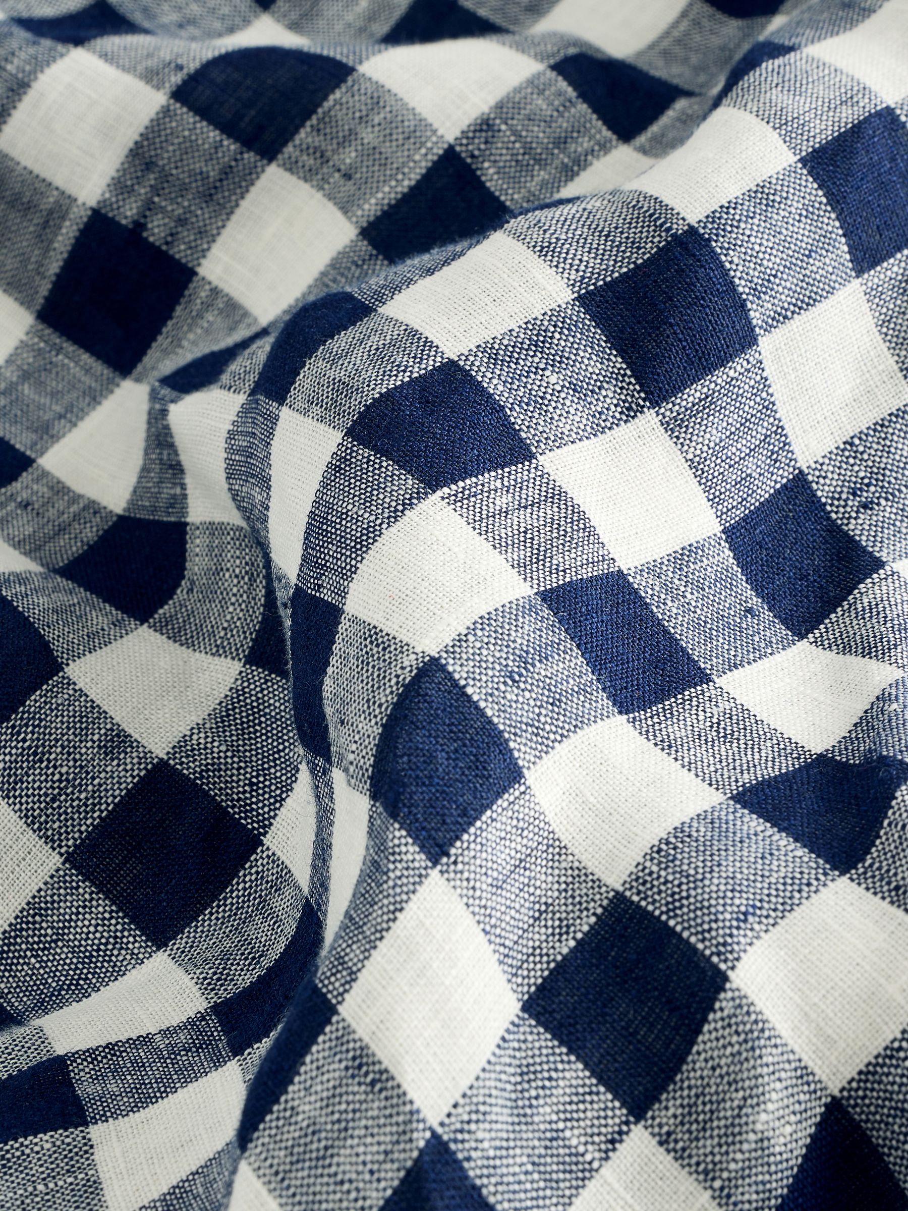 Navy/Blue DÔEN 100% Linen Gingham Maxi Dress - Image 9 of 12