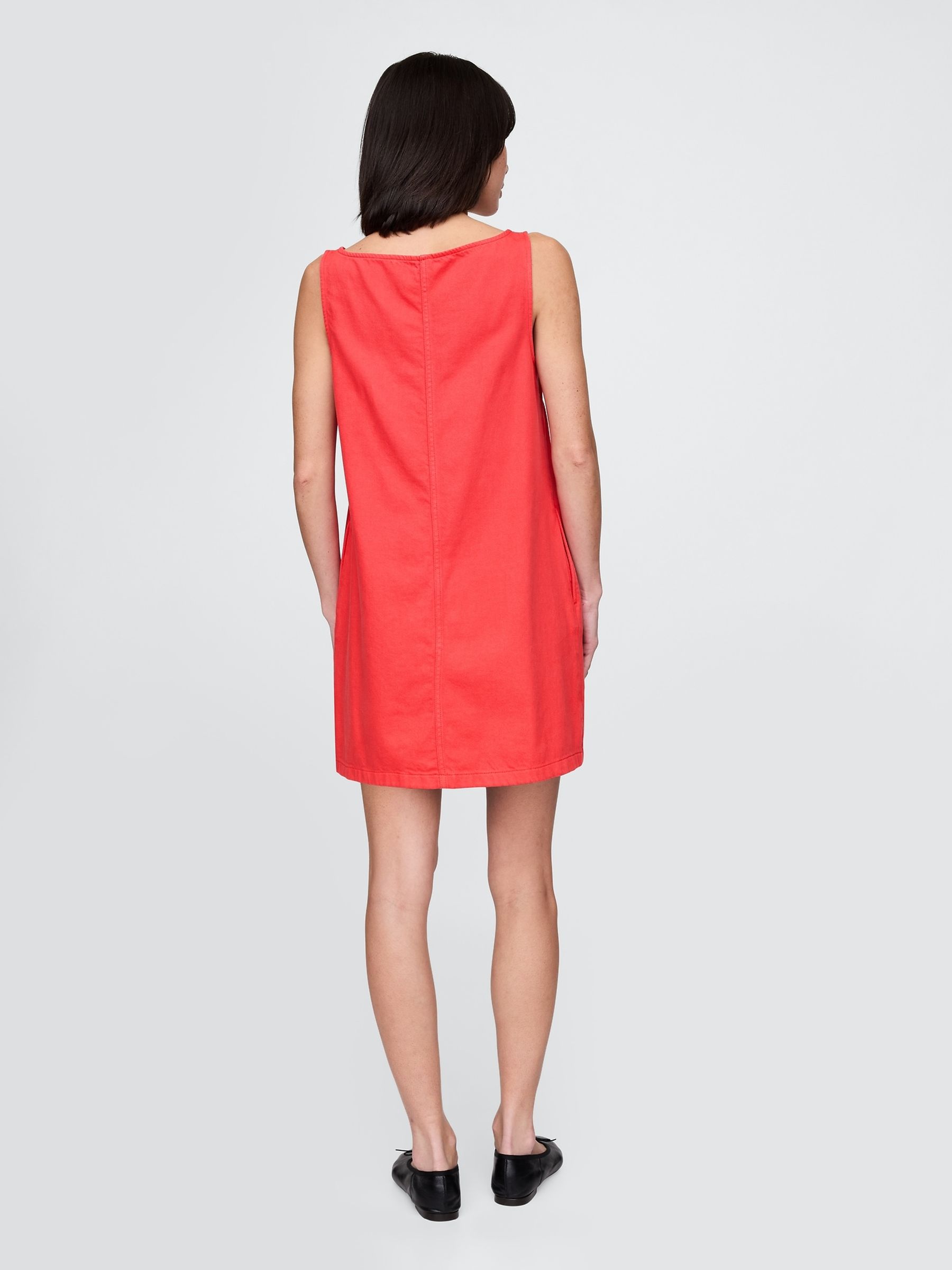 Red UltraSoft V-Neck Denim Mini Summer Dress - Image 2 of 4