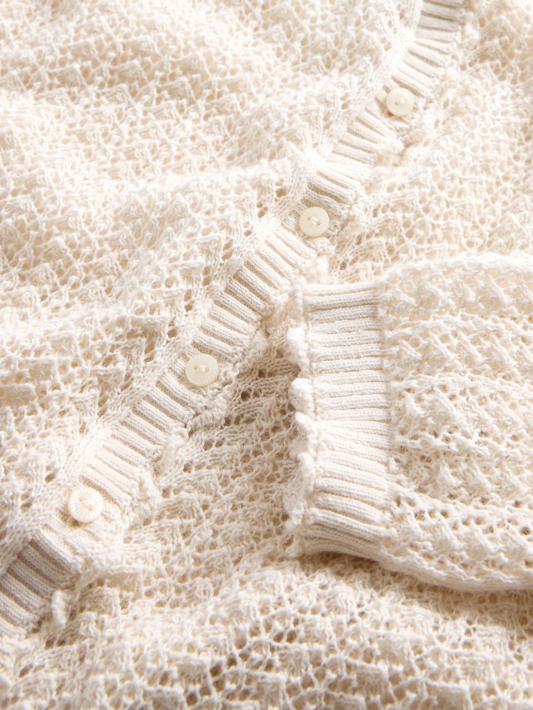 Cream DÔEN Linen-Blend Pointelle Cardigan - Image 6 of 6