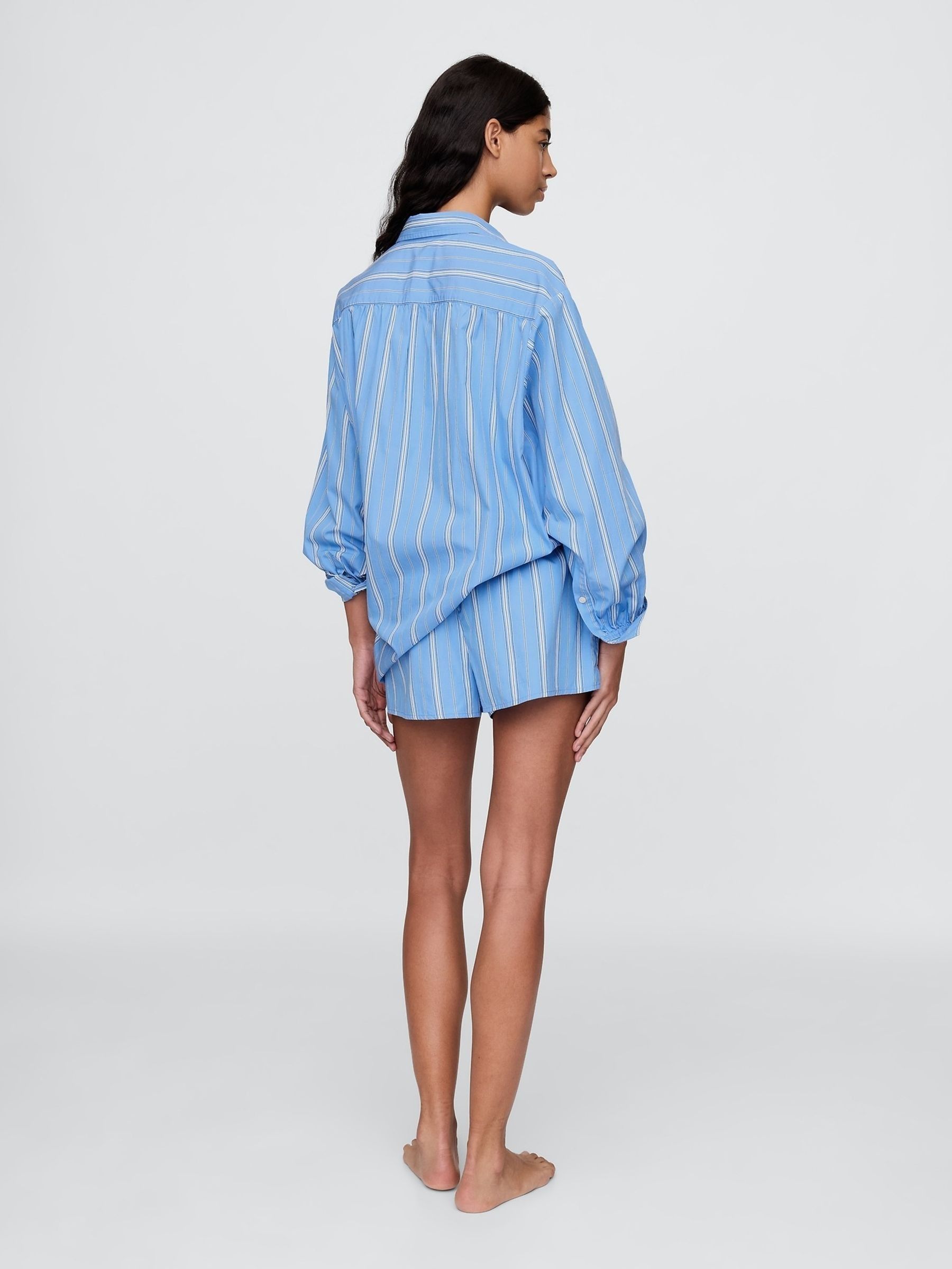 Blue Stripe DÔEN Poplin Shorts - Image 2 of 8