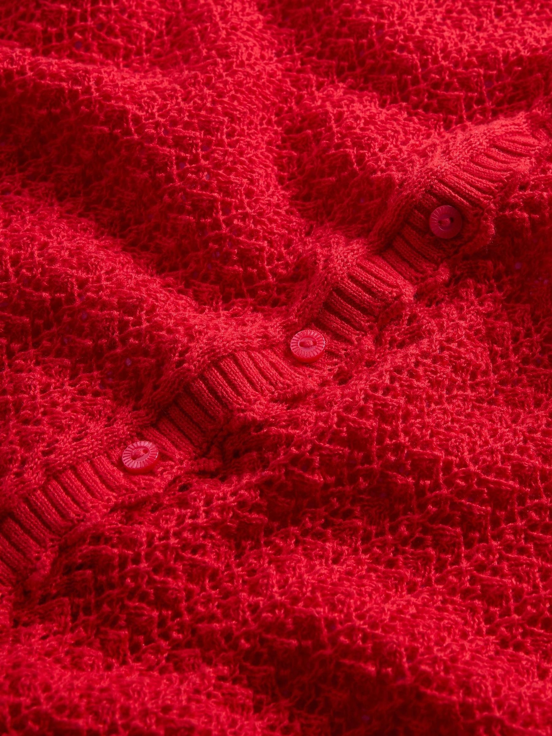 Red DÔEN Linen-Blend Short Sleeve Cardigan - Image 6 of 6