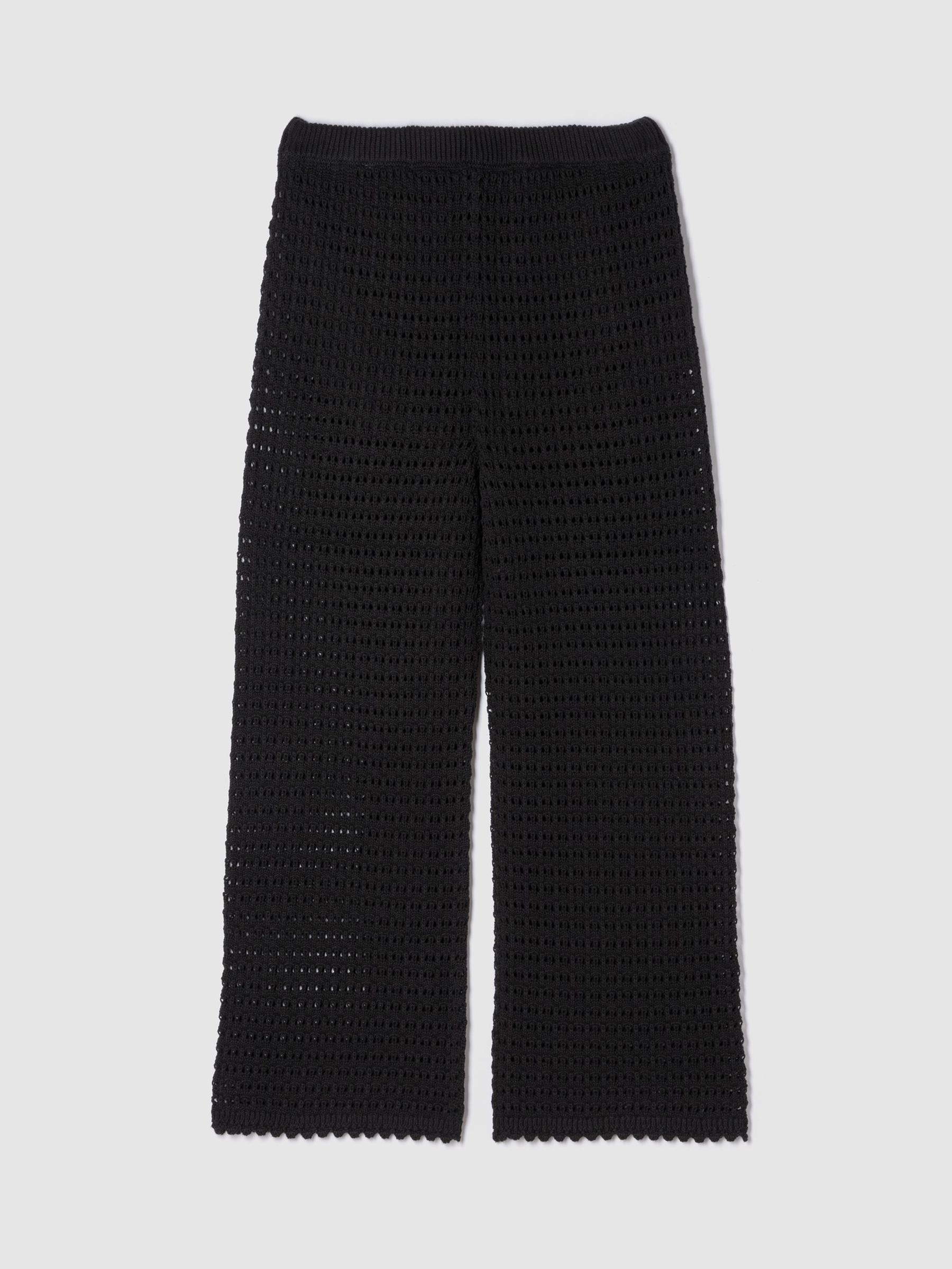 Black 100% Cotton Crochet Ankle Trousers - Image 1 of 1