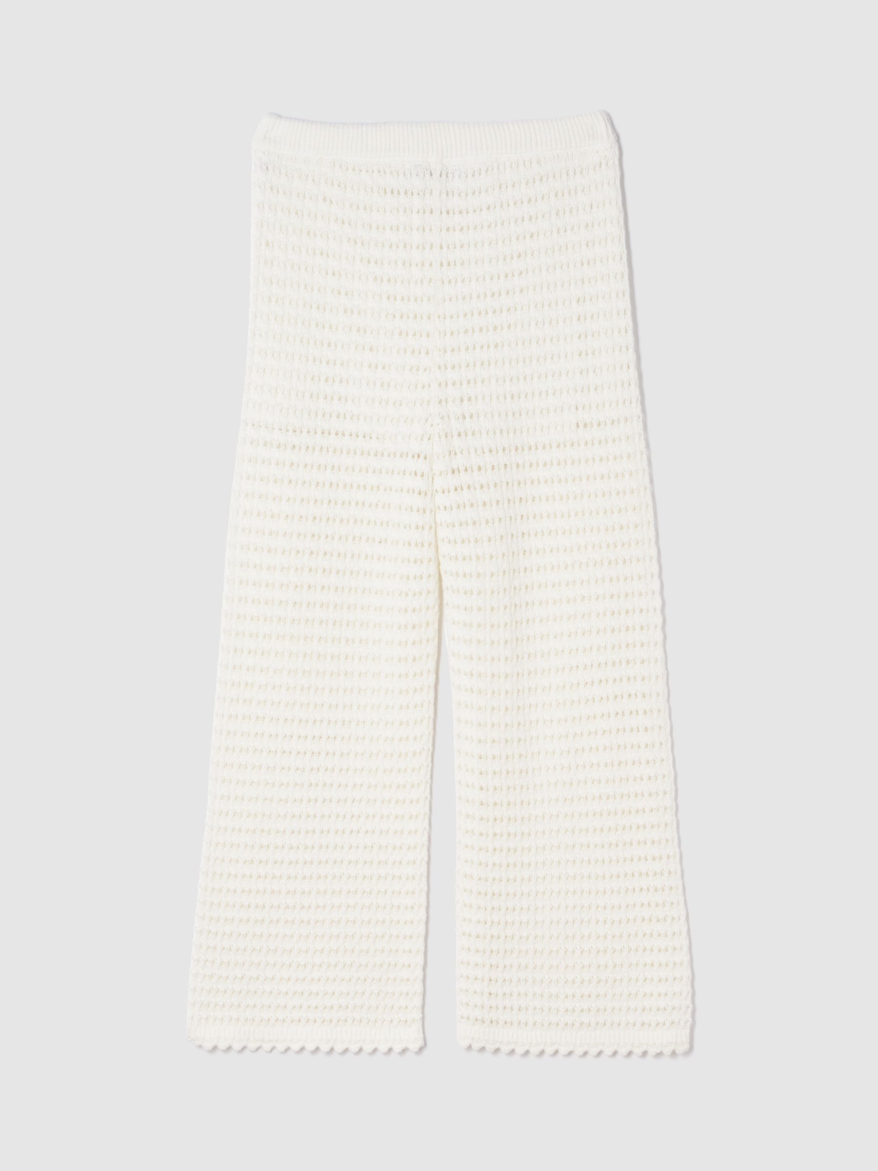 White 100% Cotton Crochet Ankle Trousers - Image 1 of 2