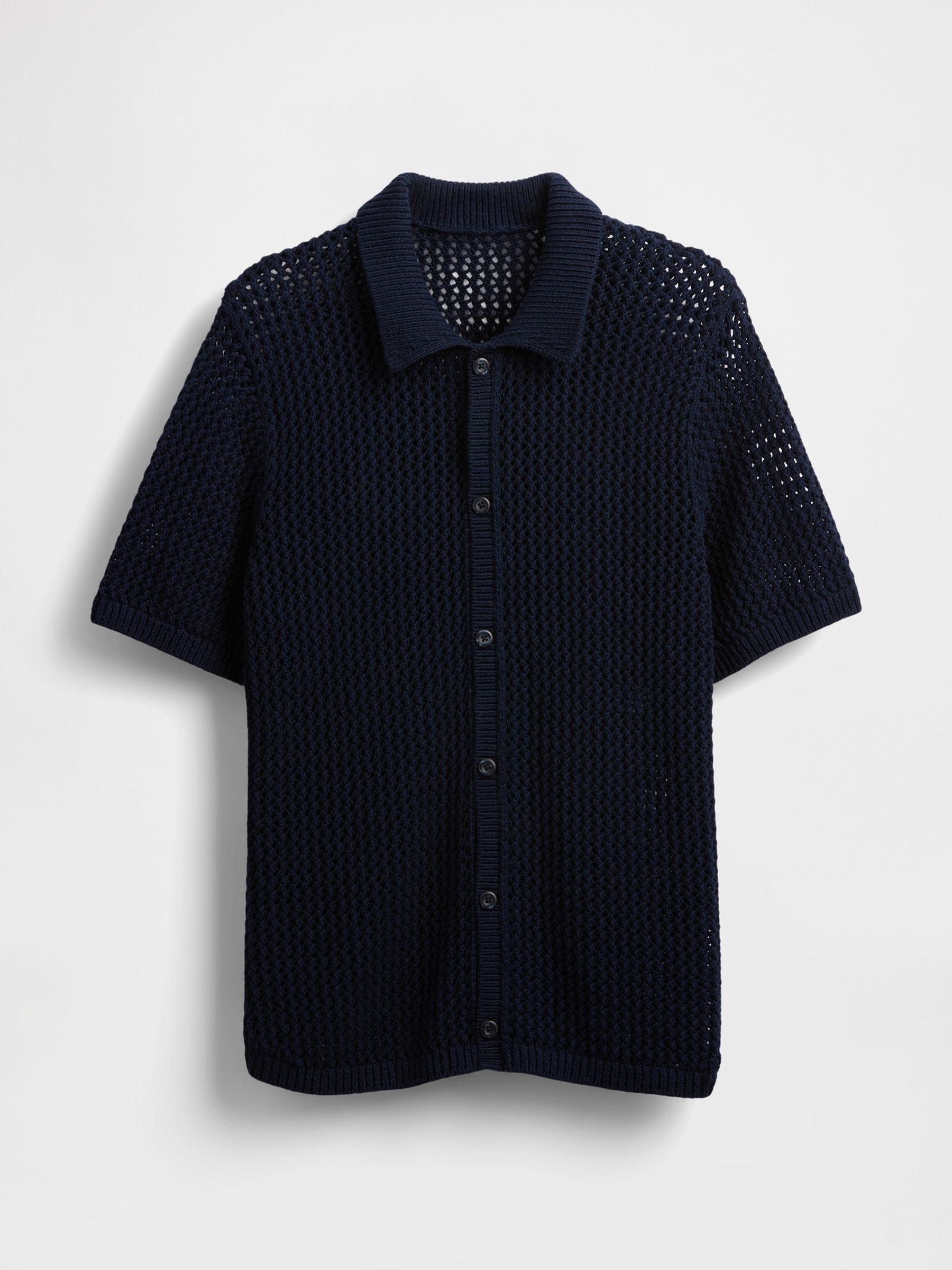 Blue Mesh Striped Knit Shirt - Image 4 of 5