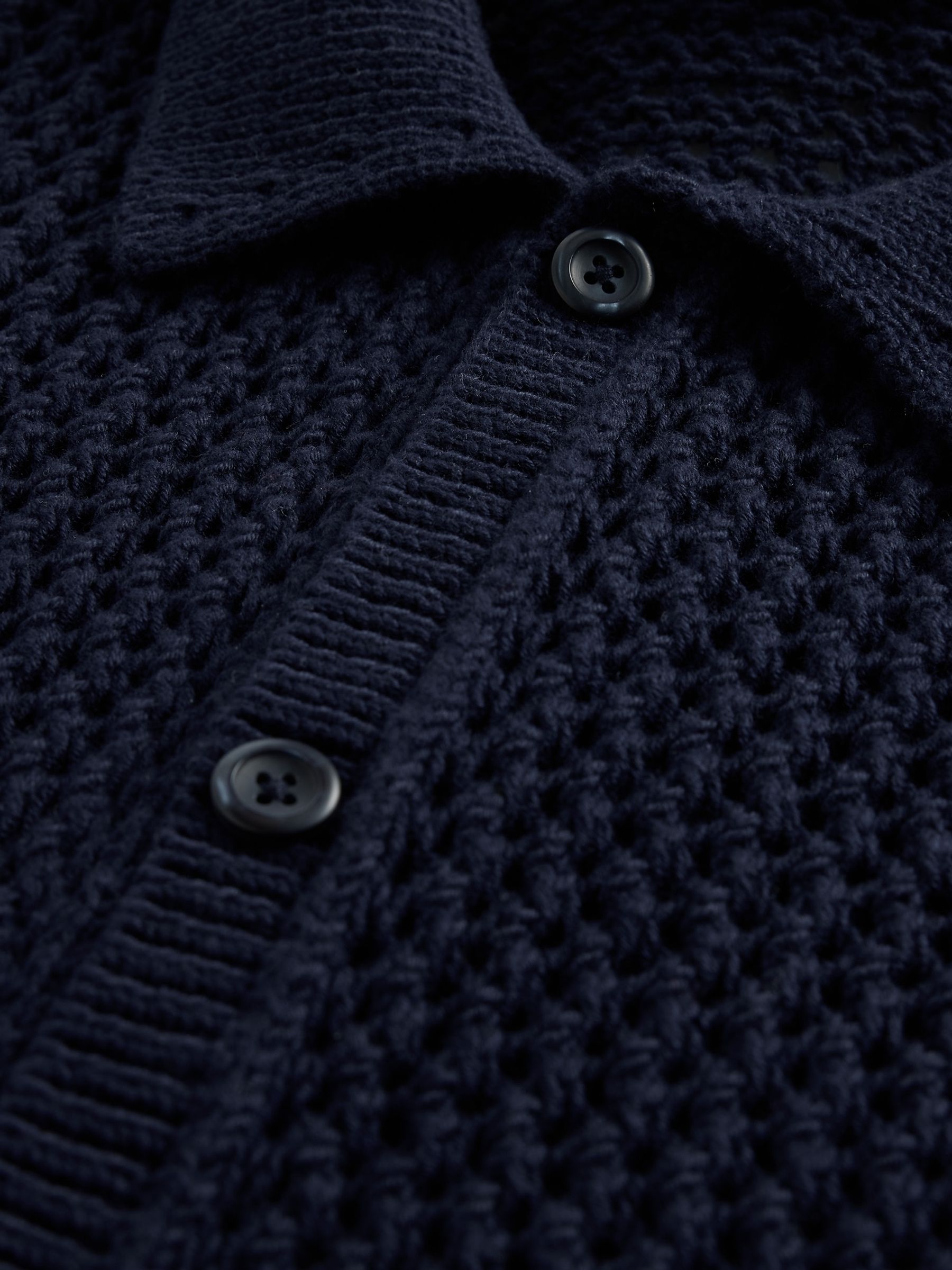 Blue Mesh Striped Knit Shirt - Image 5 of 5