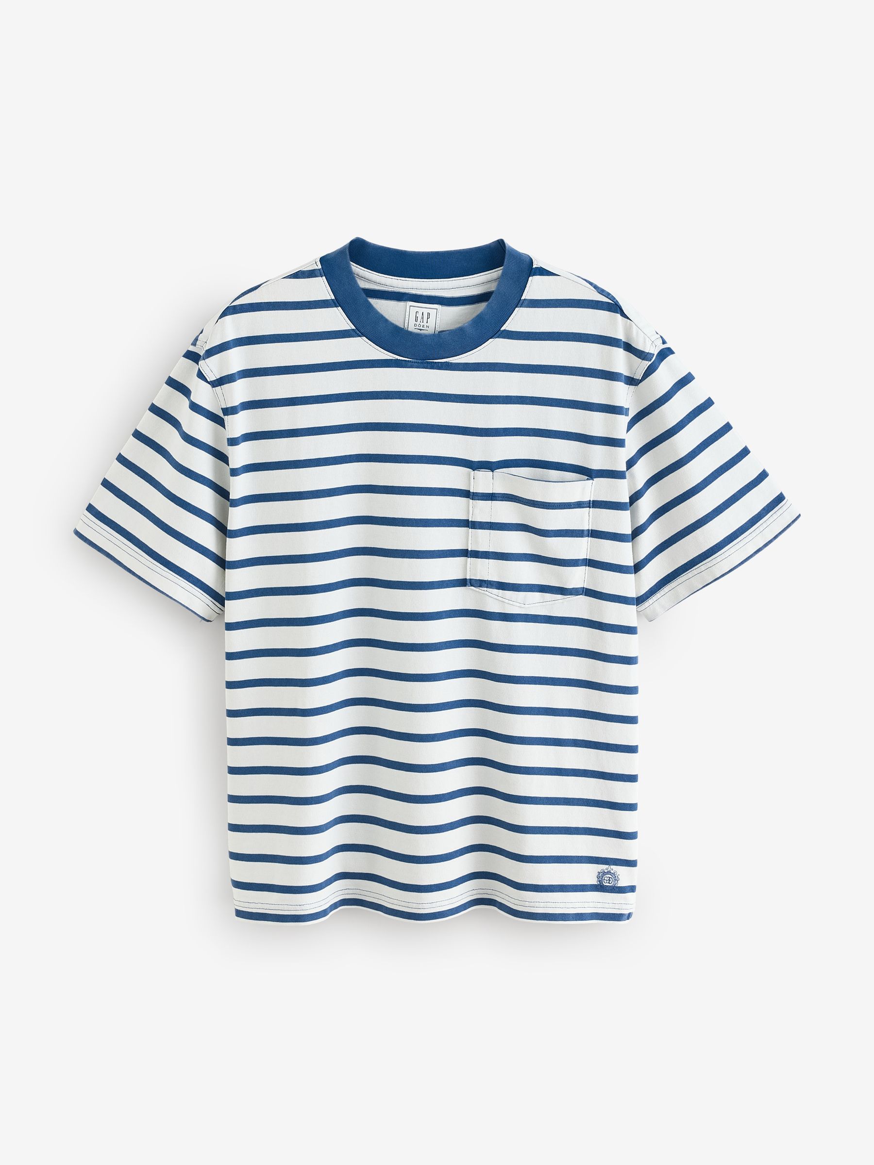 White/Blue Stripe DÔEN Pocket Short Sleeve T-Shirt - Image 4 of 9