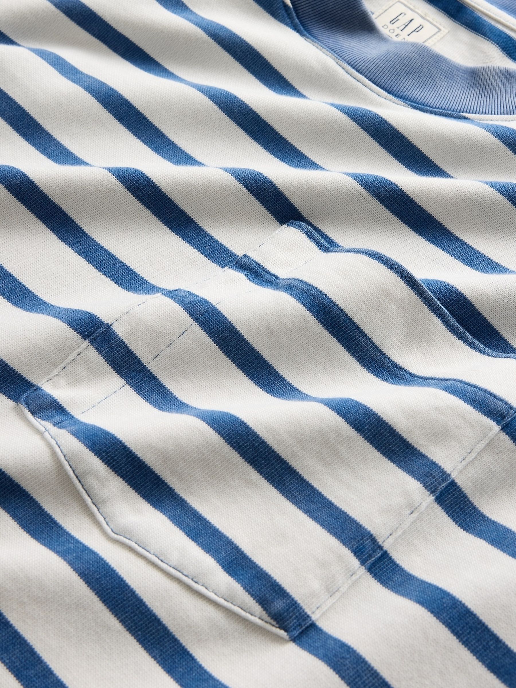 White/Blue Stripe DÔEN Pocket Short Sleeve T-Shirt - Image 9 of 9